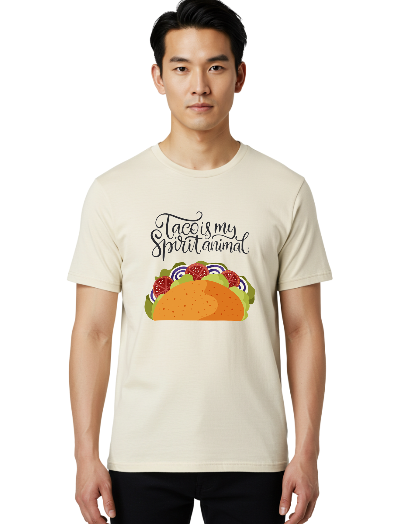Taco-Is-My-Spirit-Animal-1 Men'S Graphic Tee, 100% Cotton, Comfortable Casual Summer Wear, Machine Washable, Taco Love, Mexican Cuisine, Foodie Humor, Taco Graphics, Spirit Animal Humor, Funny Quotes, Vibrant Graphics, Taco Culture, -  Aaa300