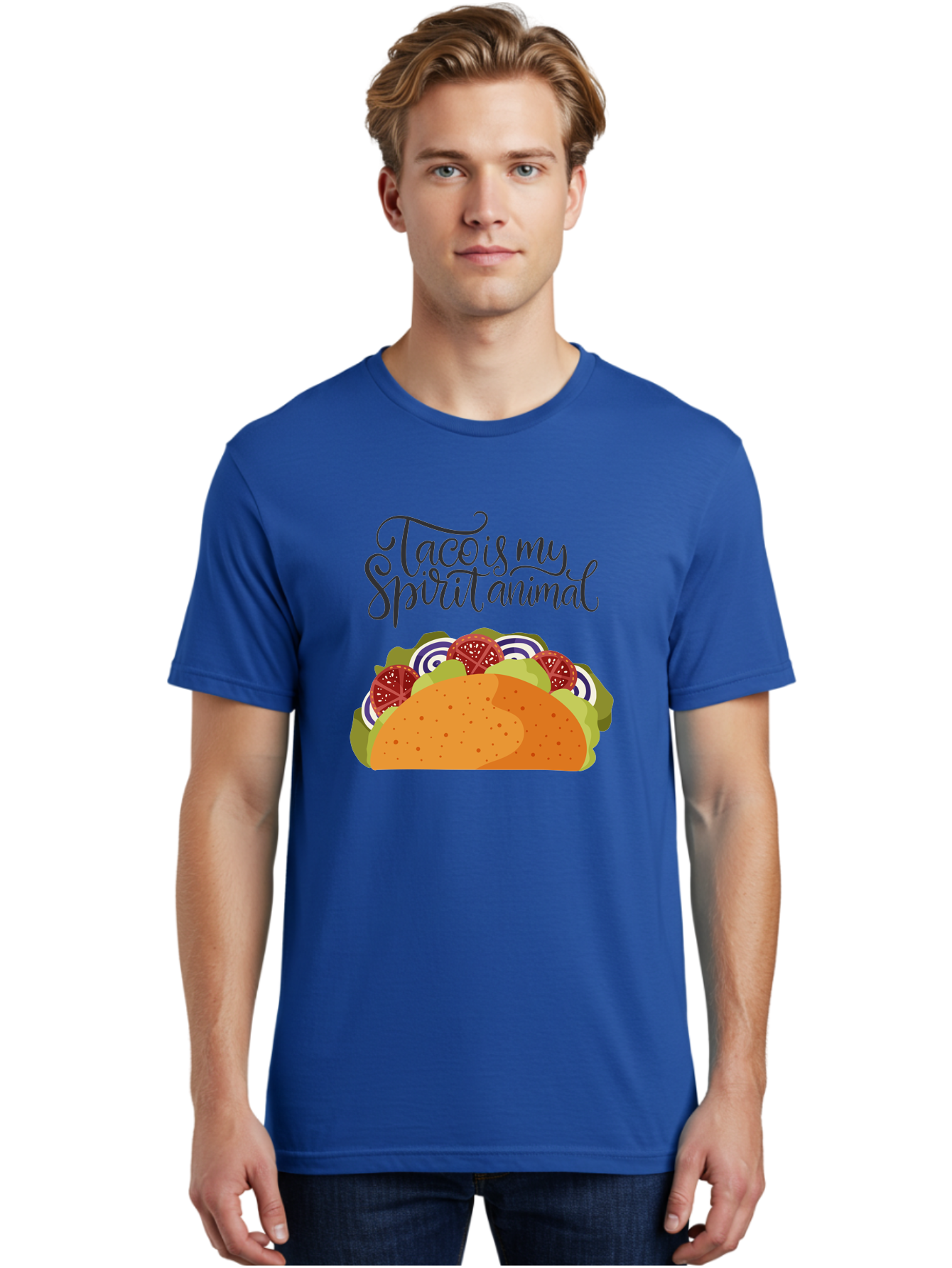 Taco-Is-My-Spirit-Animal-1 Men'S Graphic Tee, 100% Cotton, Comfortable Casual Summer Wear, Machine Washable, Taco Love, Mexican Cuisine, Foodie Humor, Taco Graphics, Spirit Animal Humor, Funny Quotes, Vibrant Graphics, Taco Culture, -  Aaa300