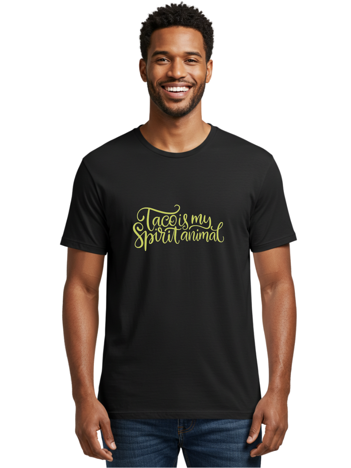 Taco-Is-My-Spirit-Animal-2 Men'S Graphic Tee, 100% Cotton, Comfortable Casual Summer Wear, Machine Washable, Taco Lover, Funny Quote, Foodie Gift, Quirky Humor, Spirit Animal Humor, Taco Tuesday, Food Quote, Cute Graphics, -  Aaa301