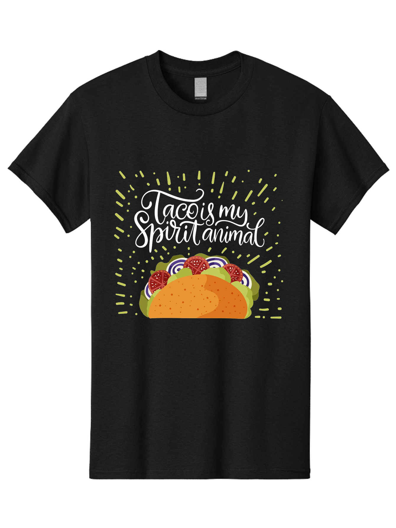 Taco-Is-My-Spirit-Animal Men'S Graphic Tee, 100% Cotton, Comfortable Casual Summer Wear, Machine Washable, Taco, Spirit Animal, Mexican Food, Delicious Taco, Foodie Culture, Taco Love, Vibrant Graphics, Playful Design, Tasty Meal, -  Aaa302