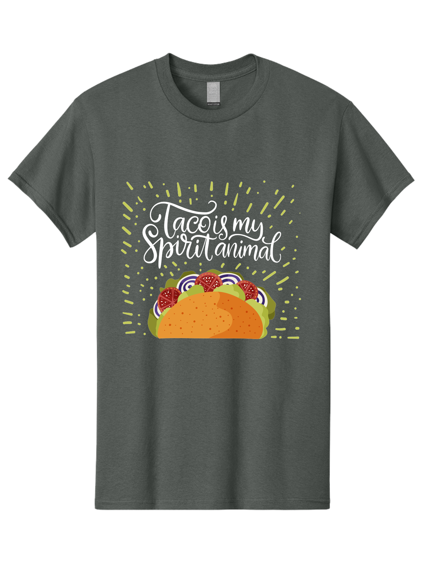 Taco-Is-My-Spirit-Animal Men'S Graphic Tee, 100% Cotton, Comfortable Casual Summer Wear, Machine Washable, Taco, Spirit Animal, Mexican Food, Delicious Taco, Foodie Culture, Taco Love, Vibrant Graphics, Playful Design, Tasty Meal, -  Aaa302