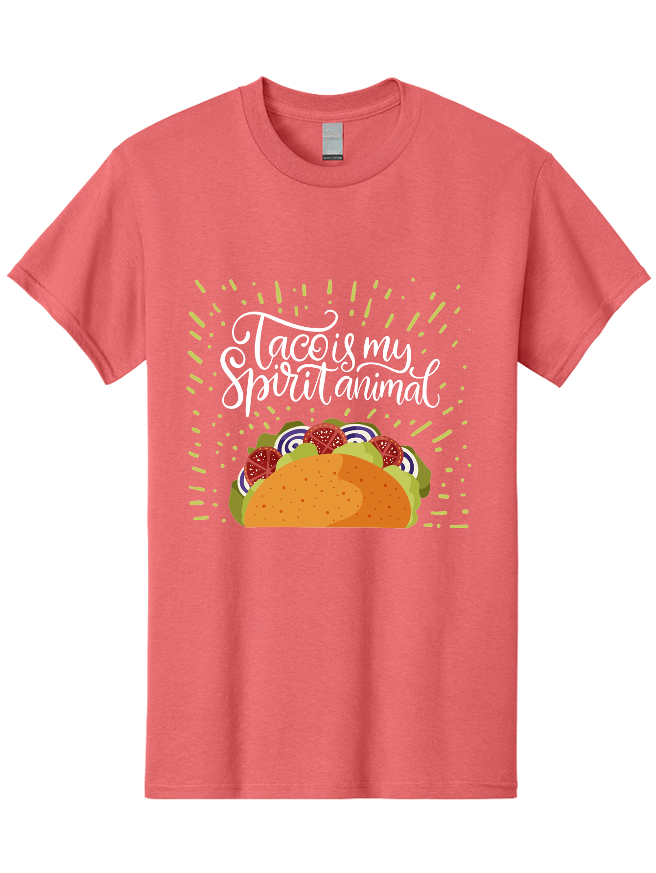 Taco-Is-My-Spirit-Animal Men'S Graphic Tee, 100% Cotton, Comfortable Casual Summer Wear, Machine Washable, Taco, Spirit Animal, Mexican Food, Delicious Taco, Foodie Culture, Taco Love, Vibrant Graphics, Playful Design, Tasty Meal, -  Aaa302
