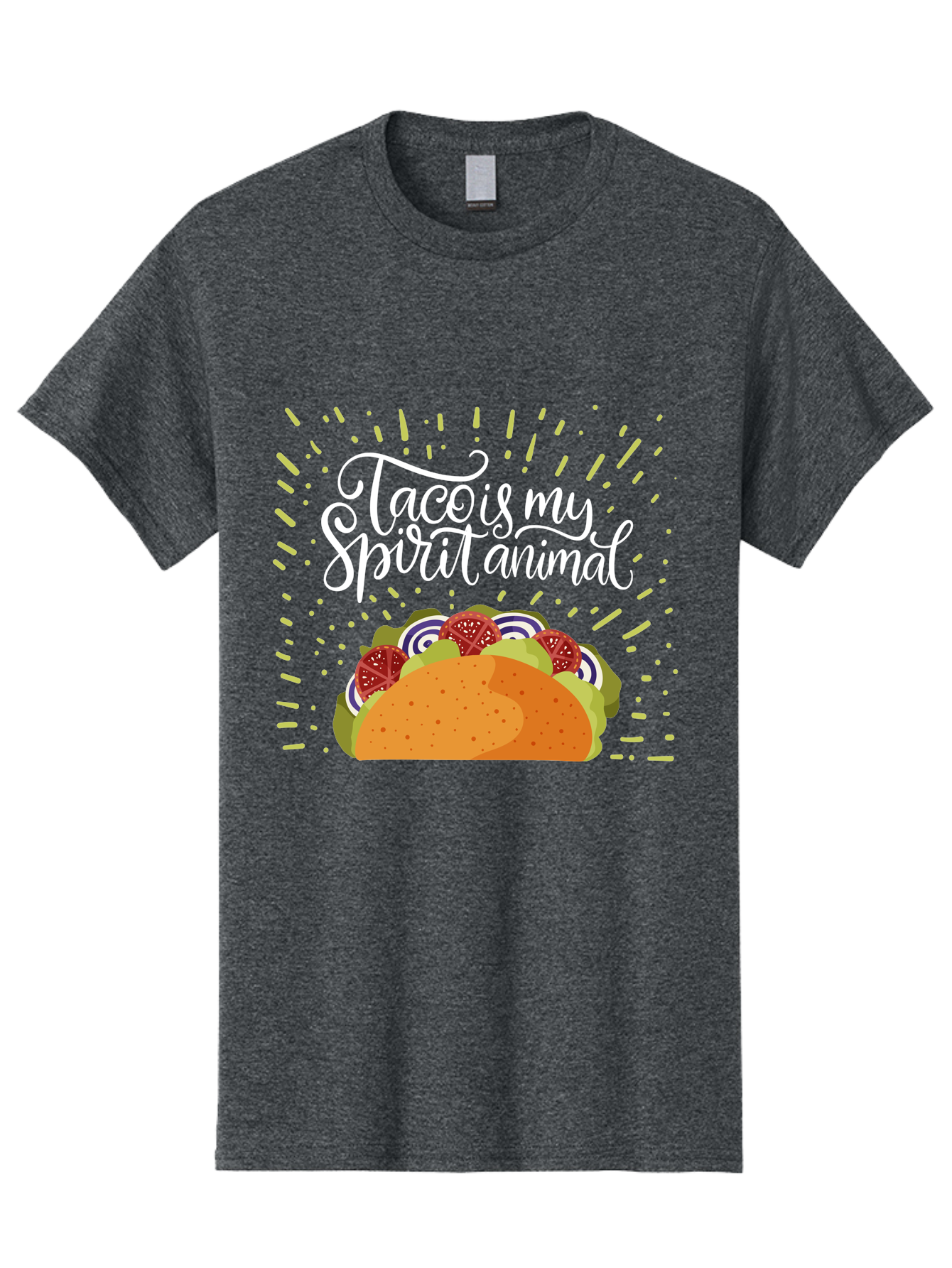 Taco-Is-My-Spirit-Animal Men'S Graphic Tee, 100% Cotton, Comfortable Casual Summer Wear, Machine Washable, Taco, Spirit Animal, Mexican Food, Delicious Taco, Foodie Culture, Taco Love, Vibrant Graphics, Playful Design, Tasty Meal, -  Aaa302