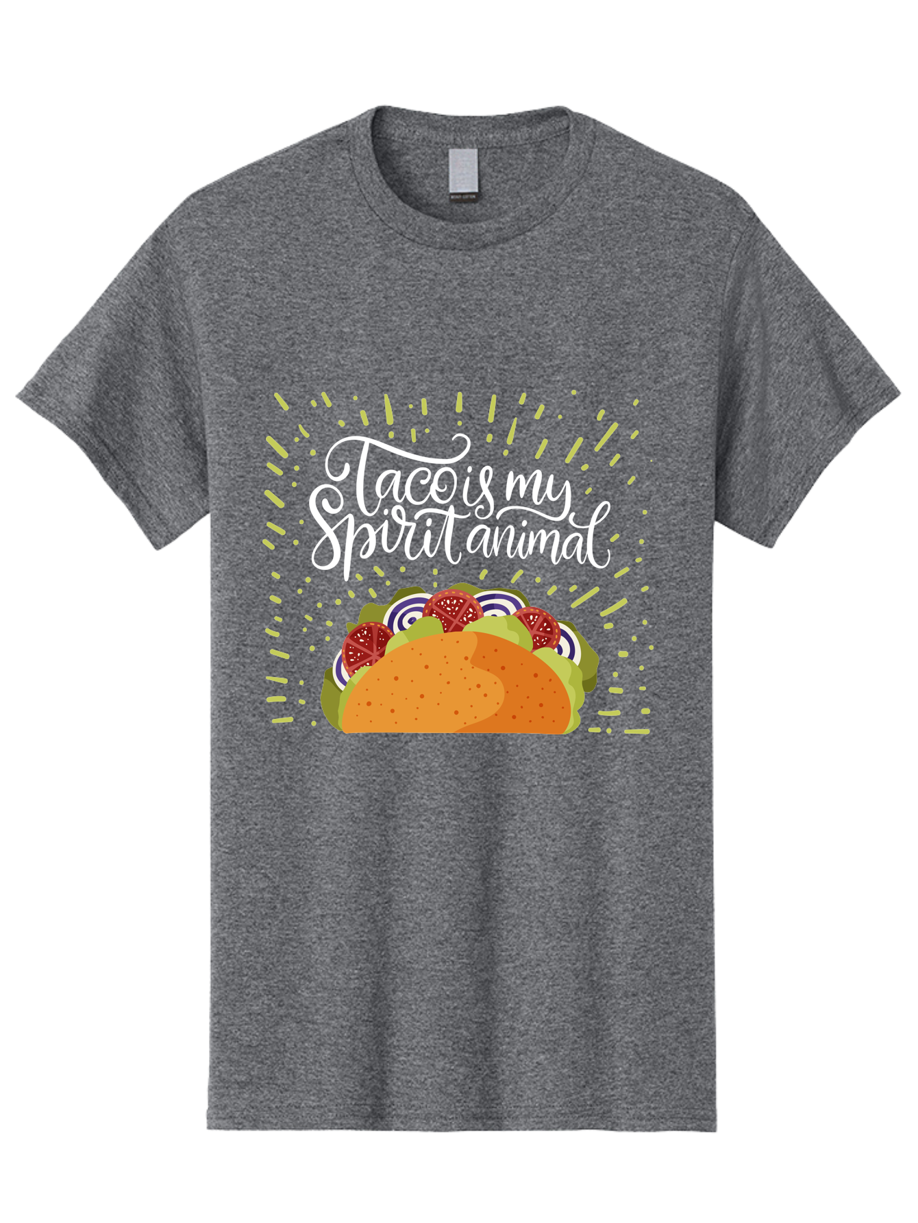 Taco-Is-My-Spirit-Animal Men'S Graphic Tee, 100% Cotton, Comfortable Casual Summer Wear, Machine Washable, Taco, Spirit Animal, Mexican Food, Delicious Taco, Foodie Culture, Taco Love, Vibrant Graphics, Playful Design, Tasty Meal, -  Aaa302