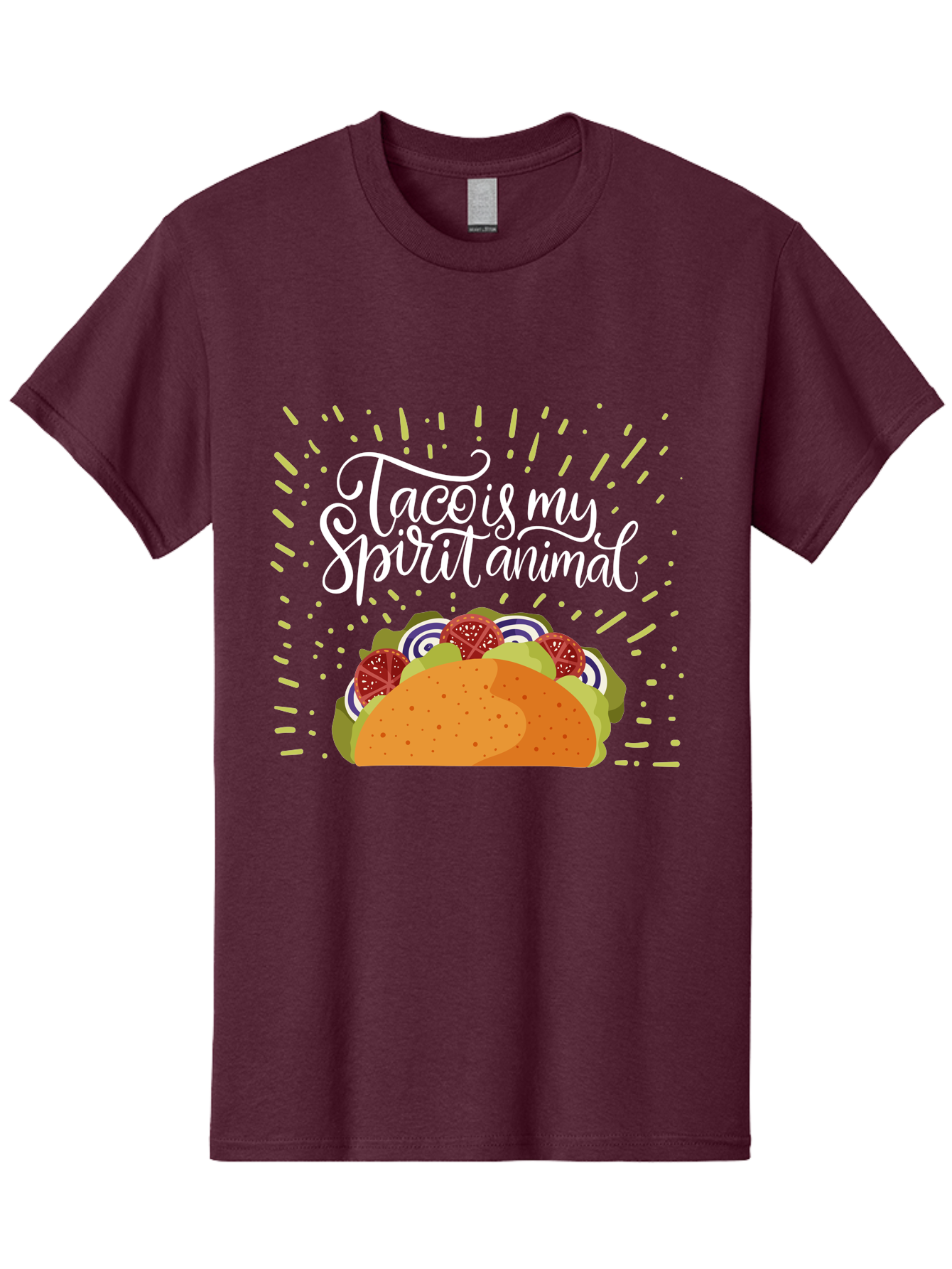 Taco-Is-My-Spirit-Animal Men'S Graphic Tee, 100% Cotton, Comfortable Casual Summer Wear, Machine Washable, Taco, Spirit Animal, Mexican Food, Delicious Taco, Foodie Culture, Taco Love, Vibrant Graphics, Playful Design, Tasty Meal, -  Aaa302