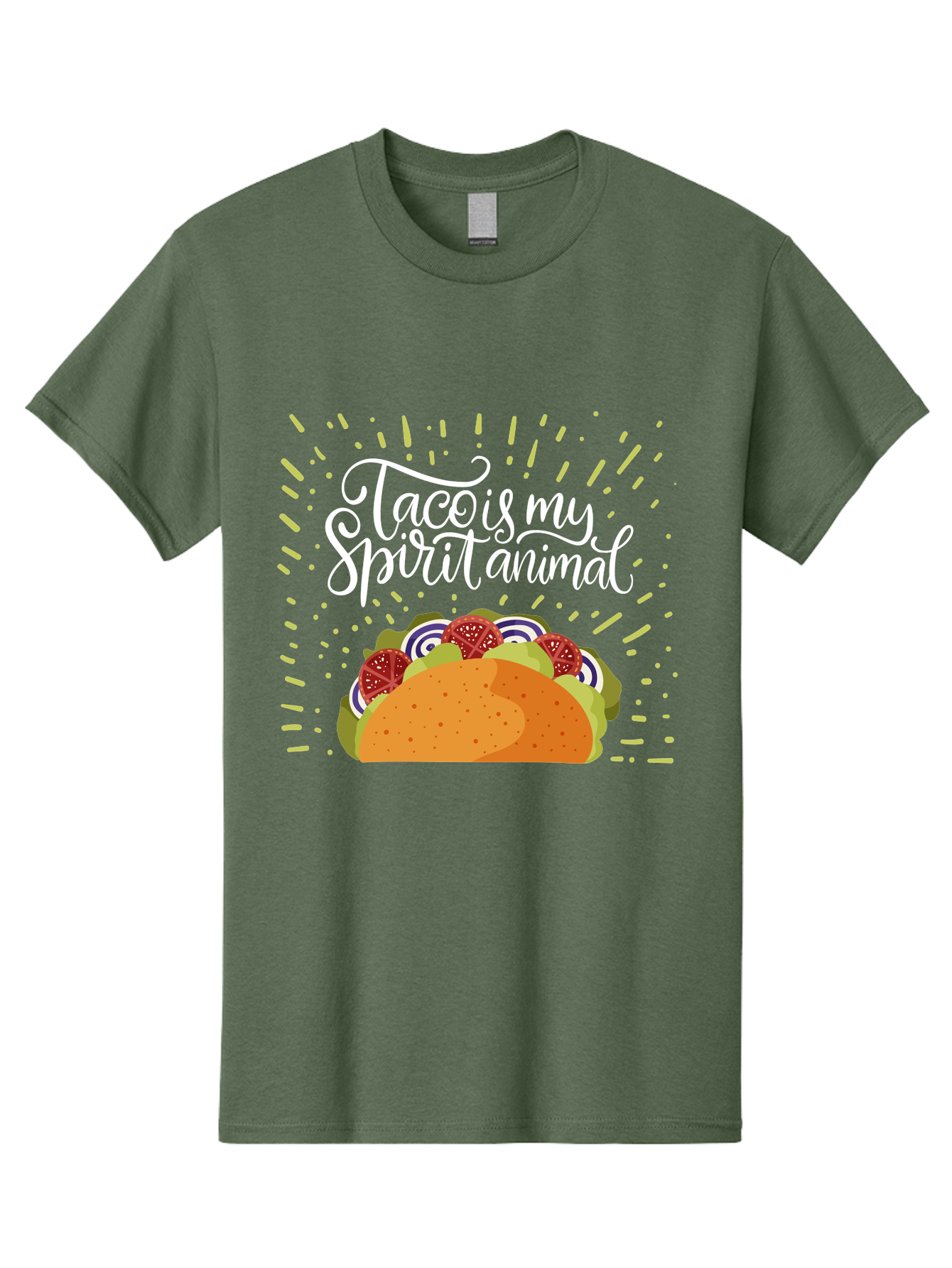 Taco-Is-My-Spirit-Animal Men'S Graphic Tee, 100% Cotton, Comfortable Casual Summer Wear, Machine Washable, Taco, Spirit Animal, Mexican Food, Delicious Taco, Foodie Culture, Taco Love, Vibrant Graphics, Playful Design, Tasty Meal, -  Aaa302