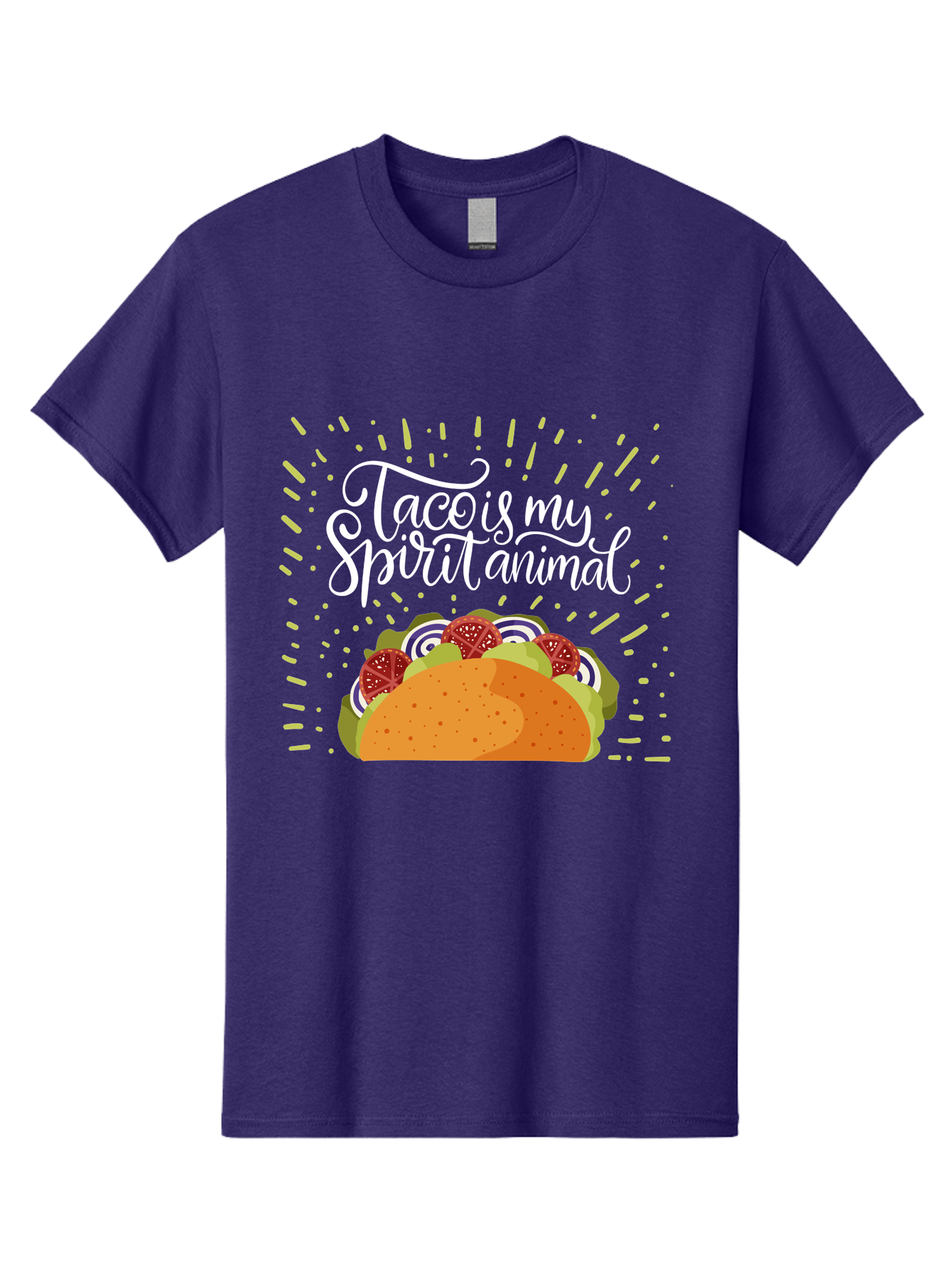 Taco-Is-My-Spirit-Animal Men'S Graphic Tee, 100% Cotton, Comfortable Casual Summer Wear, Machine Washable, Taco, Spirit Animal, Mexican Food, Delicious Taco, Foodie Culture, Taco Love, Vibrant Graphics, Playful Design, Tasty Meal, -  Aaa302