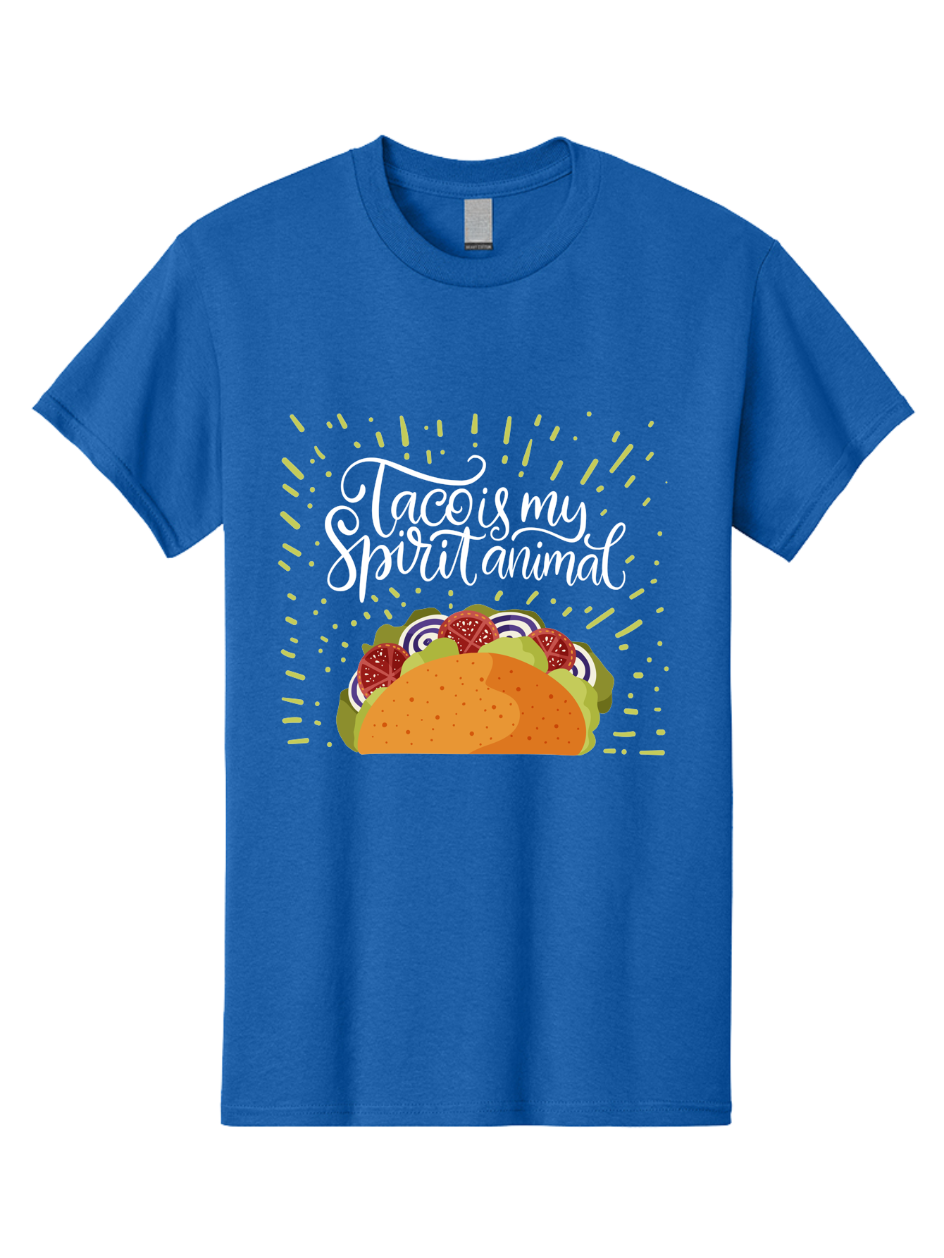 Taco-Is-My-Spirit-Animal Men'S Graphic Tee, 100% Cotton, Comfortable Casual Summer Wear, Machine Washable, Taco, Spirit Animal, Mexican Food, Delicious Taco, Foodie Culture, Taco Love, Vibrant Graphics, Playful Design, Tasty Meal, -  Aaa302
