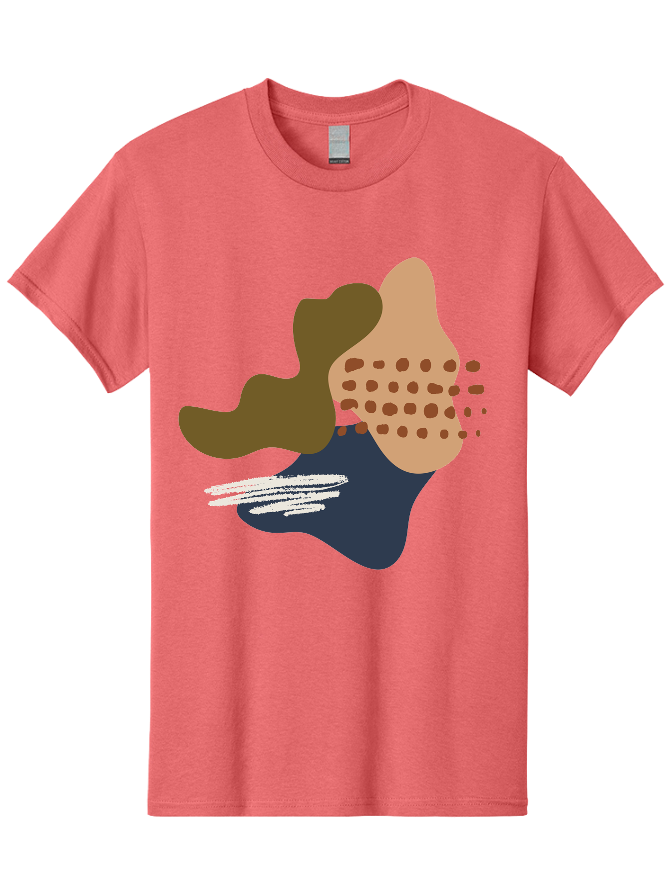 Abstract-Shapes-1 Men'S Graphic Tee, 100% Cotton, Comfortable Casual Summer Wear, Machine Washable, Abstract Art, Modern Design, Irregular Shapes, Earthy Tones, Bold Colors, Dynamic Composition, Creative Expression, Contemporary Style -  Aaa353
