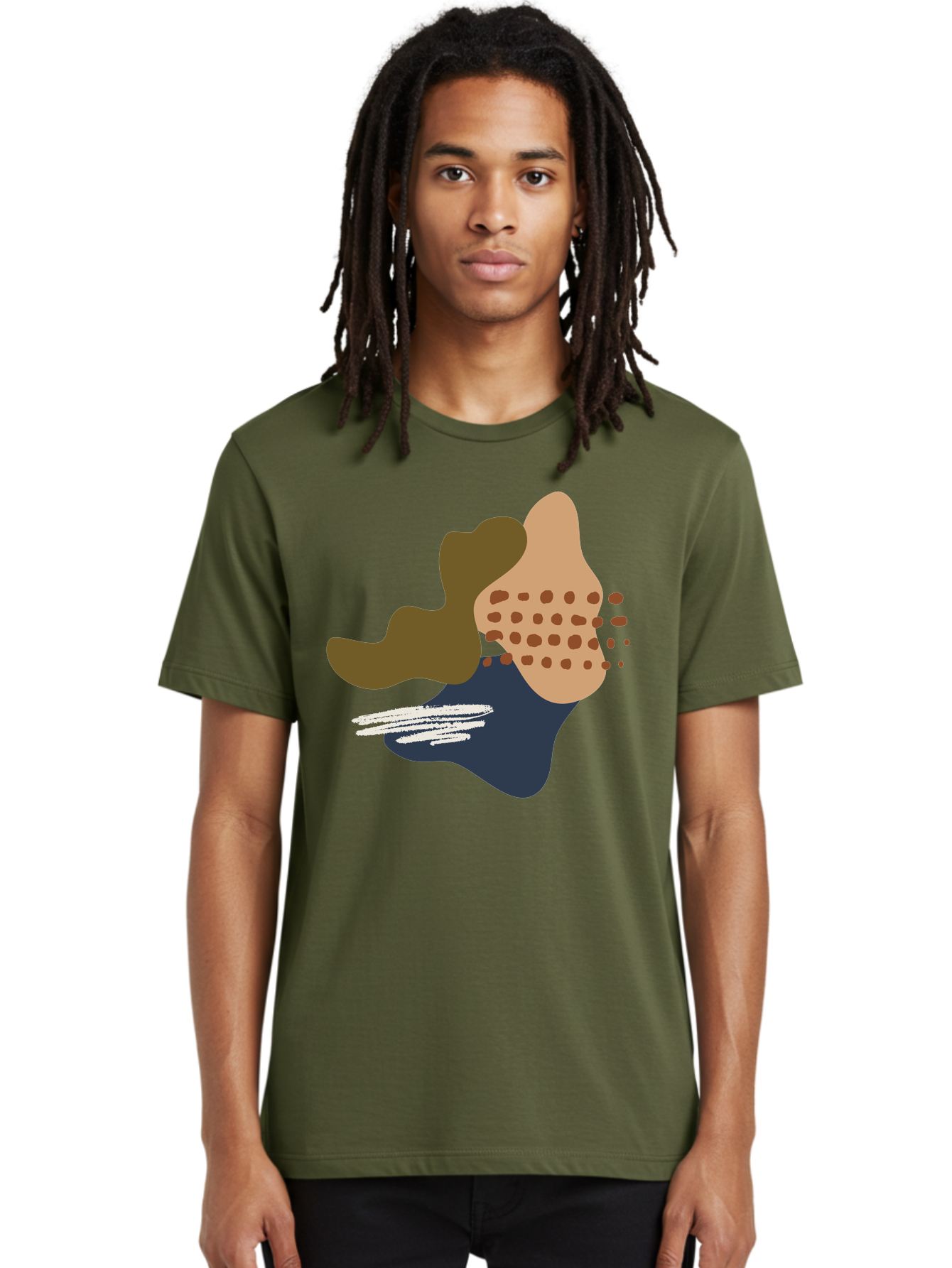 Abstract-Shapes-1 Men'S Graphic Tee, 100% Cotton, Comfortable Casual Summer Wear, Machine Washable, Abstract Art, Modern Design, Irregular Shapes, Earthy Tones, Bold Colors, Dynamic Composition, Creative Expression, Contemporary Style -  Aaa353