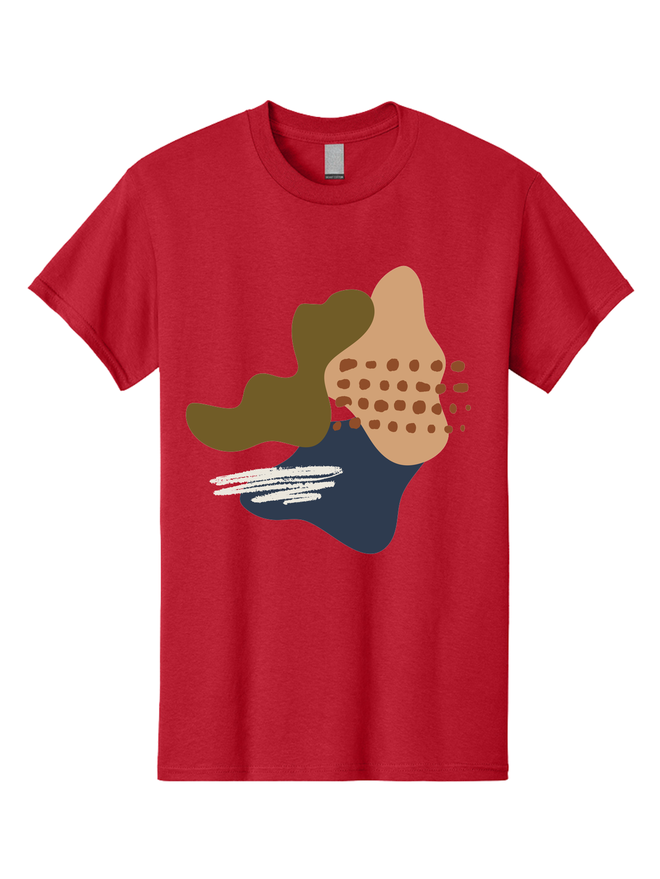Abstract-Shapes-1 Men'S Graphic Tee, 100% Cotton, Comfortable Casual Summer Wear, Machine Washable, Abstract Art, Modern Design, Irregular Shapes, Earthy Tones, Bold Colors, Dynamic Composition, Creative Expression, Contemporary Style -  Aaa353