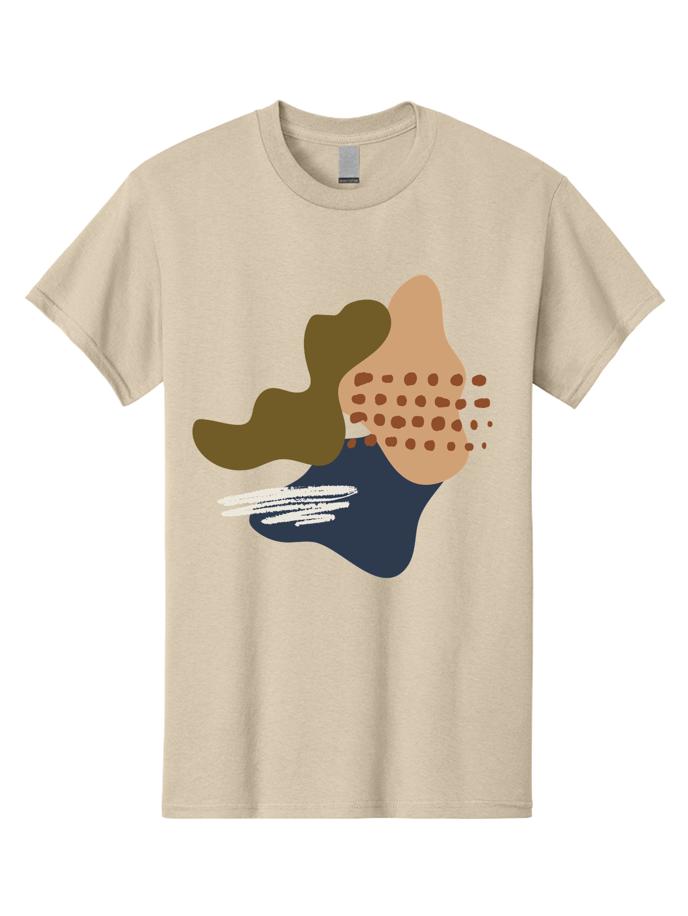 Abstract-Shapes-1 Men'S Graphic Tee, 100% Cotton, Comfortable Casual Summer Wear, Machine Washable, Abstract Art, Modern Design, Irregular Shapes, Earthy Tones, Bold Colors, Dynamic Composition, Creative Expression, Contemporary Style -  Aaa353