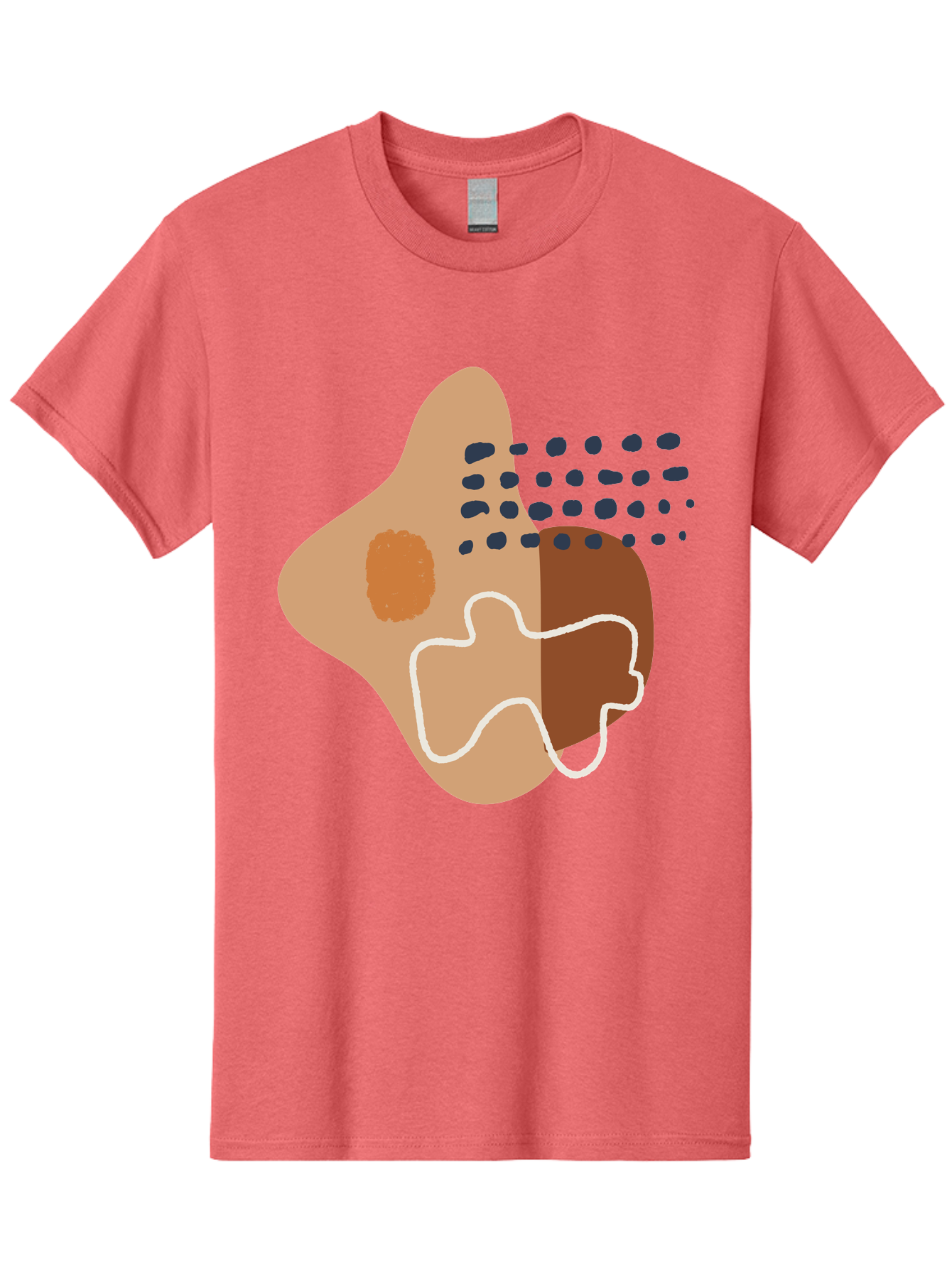 Abstract-Shapes-2 Men'S Graphic Tee, 100% Cotton, Comfortable Casual Summer Wear, Machine Washable, Stylized Head Profile, Abstract Shapes, Modern Design, Minimalist Art, Creative Expression, Digital Illustration, Dotted Patterns, -  Aaa354