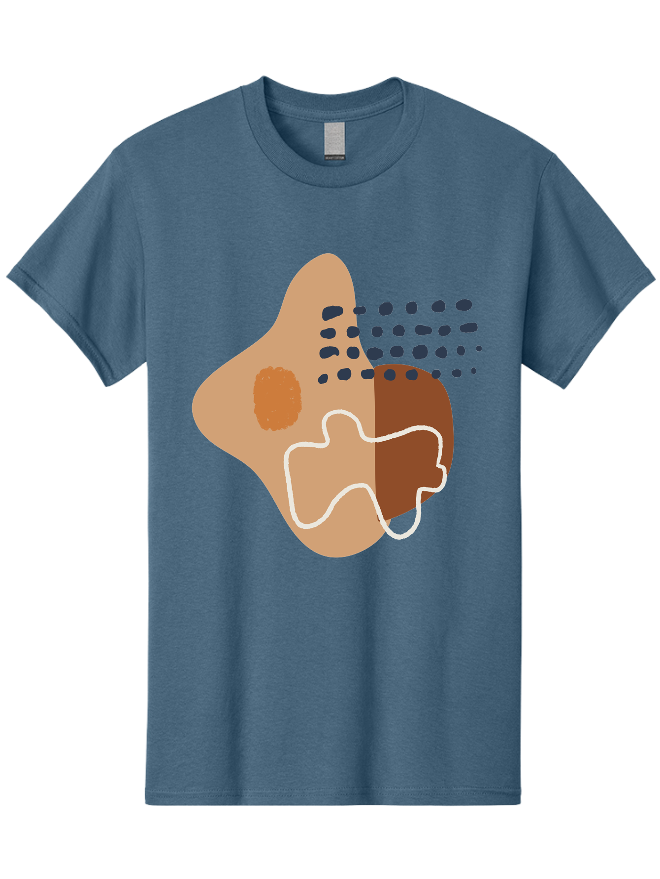 Abstract-Shapes-2 Men'S Graphic Tee, 100% Cotton, Comfortable Casual Summer Wear, Machine Washable, Stylized Head Profile, Abstract Shapes, Modern Design, Minimalist Art, Creative Expression, Digital Illustration, Dotted Patterns, -  Aaa354