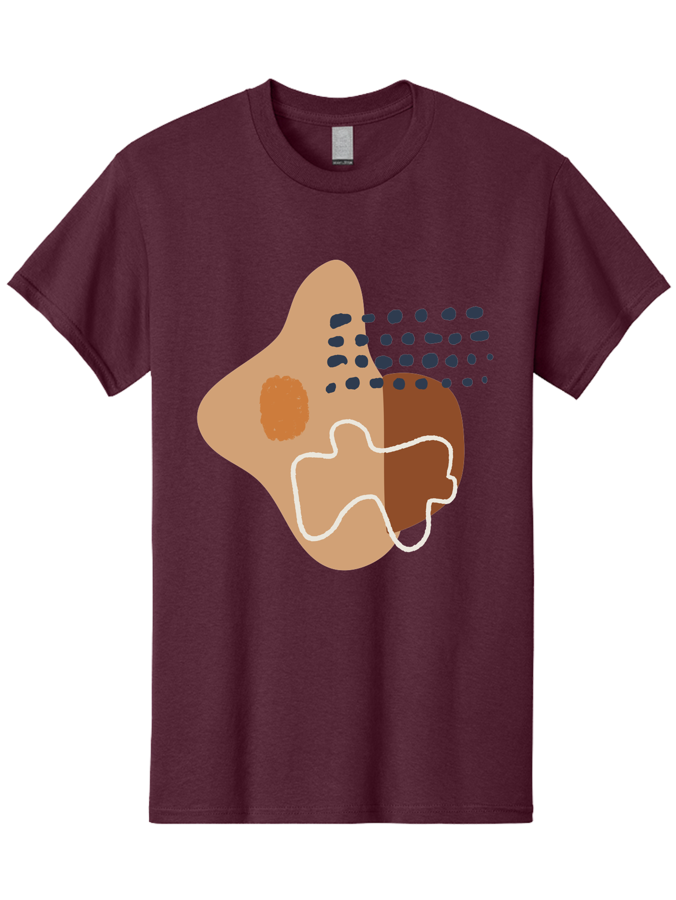 Abstract-Shapes-2 Men'S Graphic Tee, 100% Cotton, Comfortable Casual Summer Wear, Machine Washable, Stylized Head Profile, Abstract Shapes, Modern Design, Minimalist Art, Creative Expression, Digital Illustration, Dotted Patterns, -  Aaa354