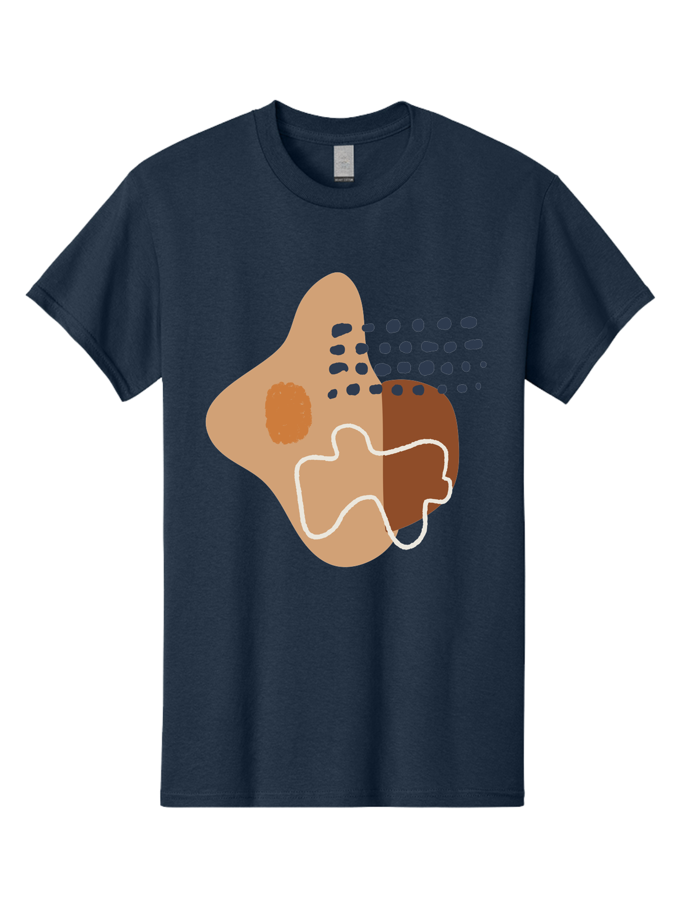 Abstract-Shapes-2 Men'S Graphic Tee, 100% Cotton, Comfortable Casual Summer Wear, Machine Washable, Stylized Head Profile, Abstract Shapes, Modern Design, Minimalist Art, Creative Expression, Digital Illustration, Dotted Patterns, -  Aaa354
