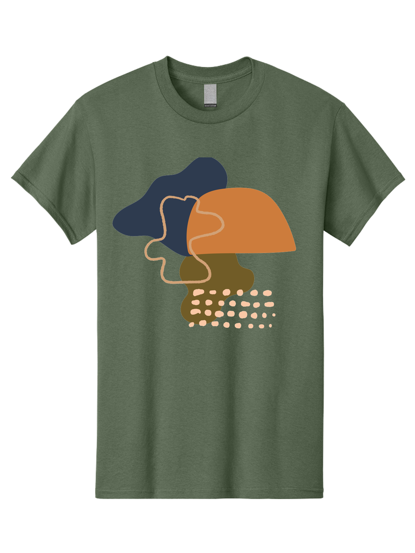 Abstract-Shapes-3 Men'S Graphic Tee, 100% Cotton, Comfortable Casual Summer Wear, Machine Washable, Abstract Shapes, Modern Art, Digital Illustration, Wavy Line, Layered Forms, Blue, Orange, Brown Colors, Minimalist Design, -  Aaa355