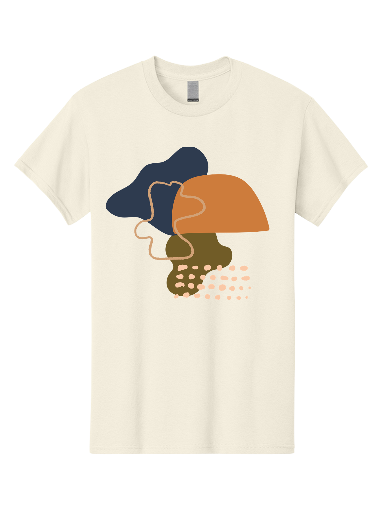 Abstract-Shapes-3 Men'S Graphic Tee, 100% Cotton, Comfortable Casual Summer Wear, Machine Washable, Abstract Shapes, Modern Art, Digital Illustration, Wavy Line, Layered Forms, Blue, Orange, Brown Colors, Minimalist Design, -  Aaa355