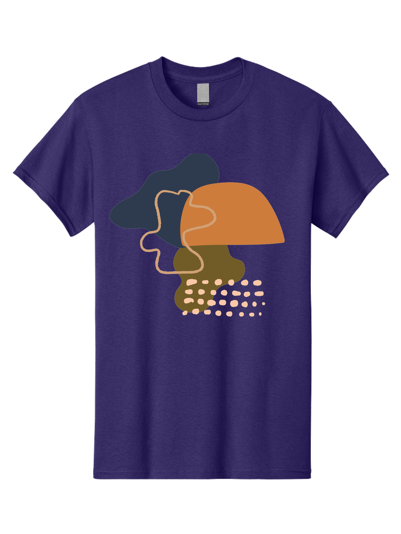 Abstract-Shapes-3 Men'S Graphic Tee, 100% Cotton, Comfortable Casual Summer Wear, Machine Washable, Abstract Shapes, Modern Art, Digital Illustration, Wavy Line, Layered Forms, Blue, Orange, Brown Colors, Minimalist Design, -  Aaa355