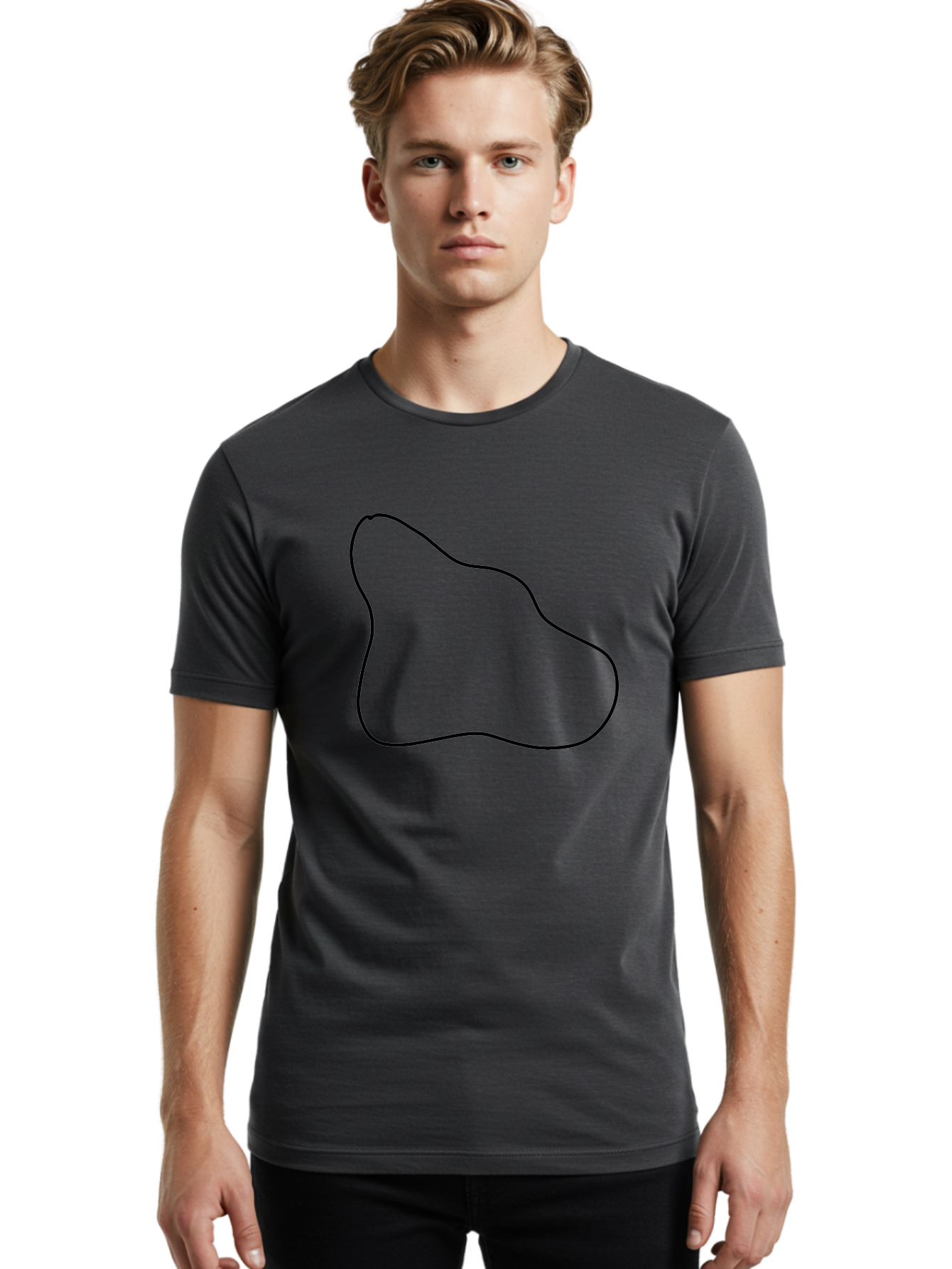 irregular shape, black outline, abstract design, unique form, simple graphics, minimalist art, modern shapes