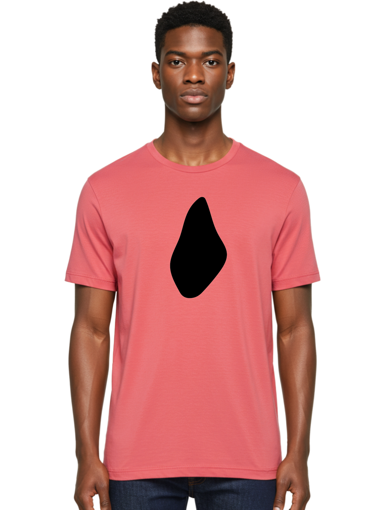 Black-Abstract-Shape Men'S Graphic Tee, 100% Cotton, Comfortable Casual Summer Wear, Machine Washable, Black Silhouette, Smooth Shape, Abstract Design, Minimalist Art, Simple Form, Elegant Silhouette, Modern Graphic -  Aaa361