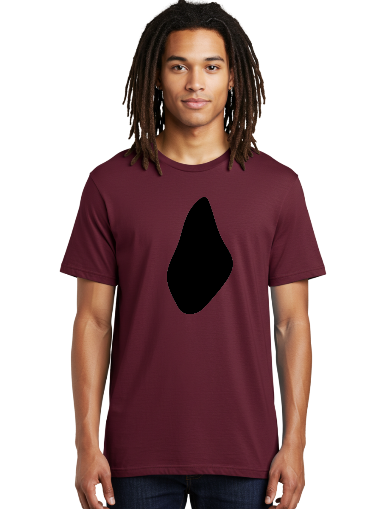 Black-Abstract-Shape Men'S Graphic Tee, 100% Cotton, Comfortable Casual Summer Wear, Machine Washable, Black Silhouette, Smooth Shape, Abstract Design, Minimalist Art, Simple Form, Elegant Silhouette, Modern Graphic -  Aaa361