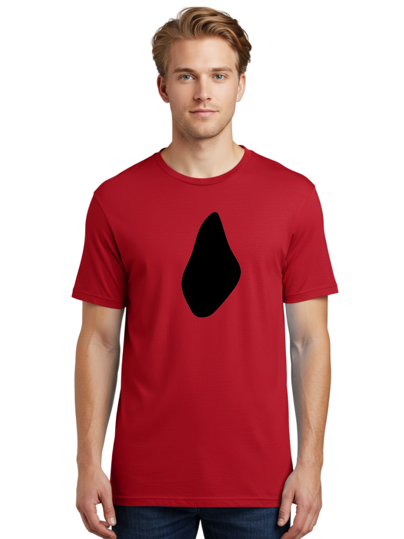 Black-Abstract-Shape Men'S Graphic Tee, 100% Cotton, Comfortable Casual Summer Wear, Machine Washable, Black Silhouette, Smooth Shape, Abstract Design, Minimalist Art, Simple Form, Elegant Silhouette, Modern Graphic -  Aaa361