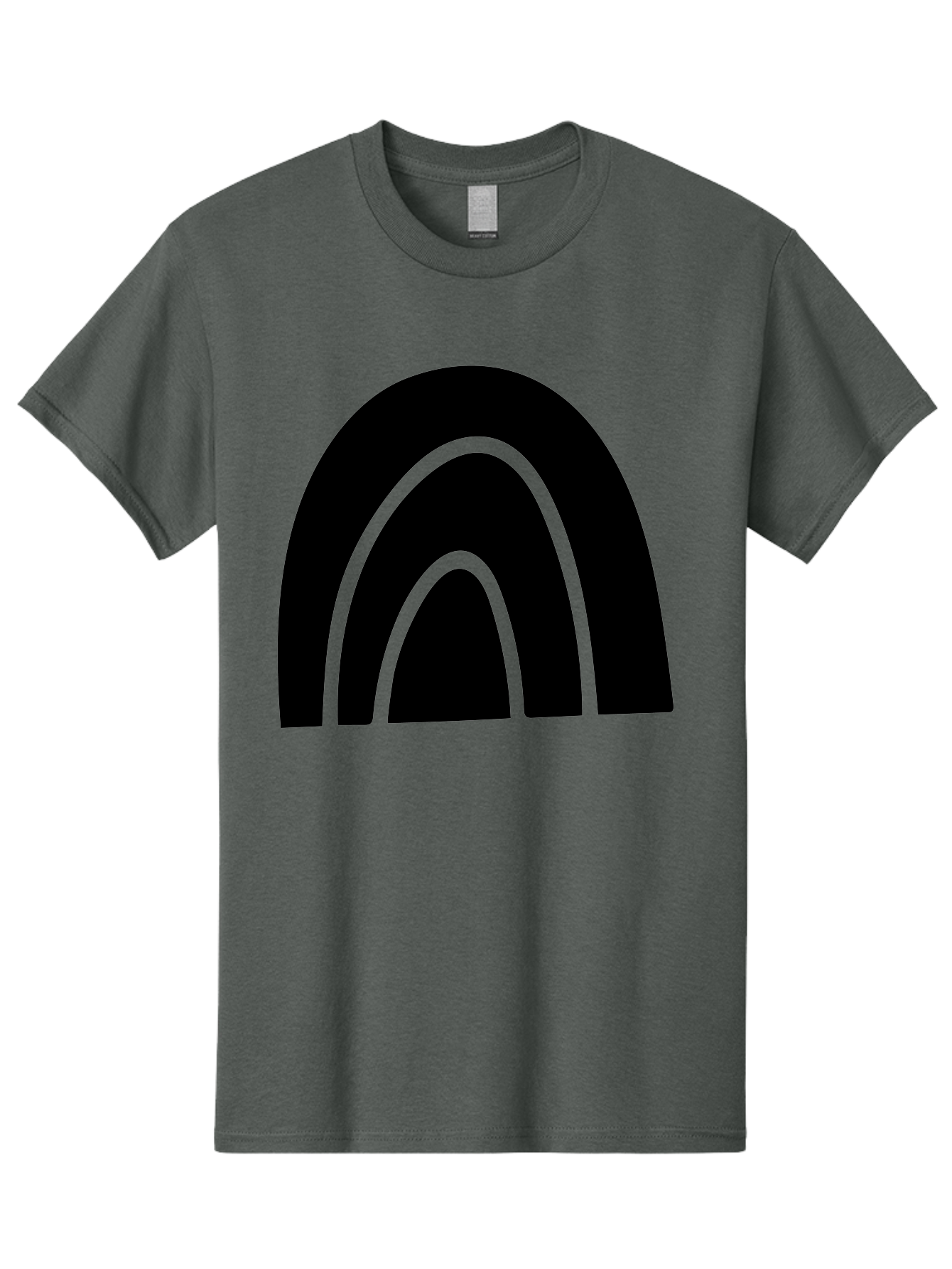 Black-Arches Men'S Graphic Tee, 100% Cotton, Comfortable Casual Summer Wear, Machine Washable, Black Arches, Neon Green Outlines, Modern Minimalist Design, Simple Shapes, Abstract Art, Geometric Pattern -  Aaa363