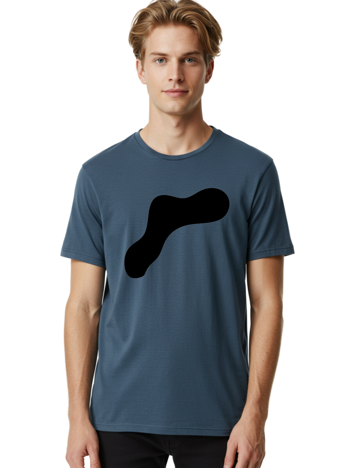 Black-Blob-1 Men'S Graphic Tee, 100% Cotton, Comfortable Casual Summer Wear, Machine Washable, Black Blob, Abstract Shape, Modern Design, Minimalist Art, Fluid Form, Contemporary Graphic -  Aaa364