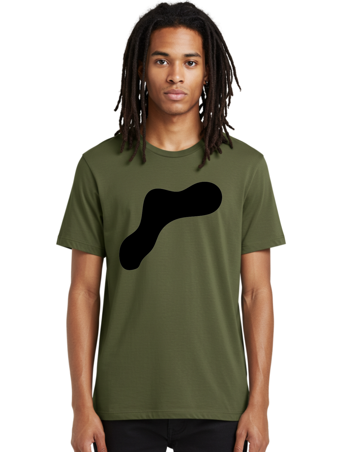 Black-Blob-1 Men'S Graphic Tee, 100% Cotton, Comfortable Casual Summer Wear, Machine Washable, Black Blob, Abstract Shape, Modern Design, Minimalist Art, Fluid Form, Contemporary Graphic -  Aaa364