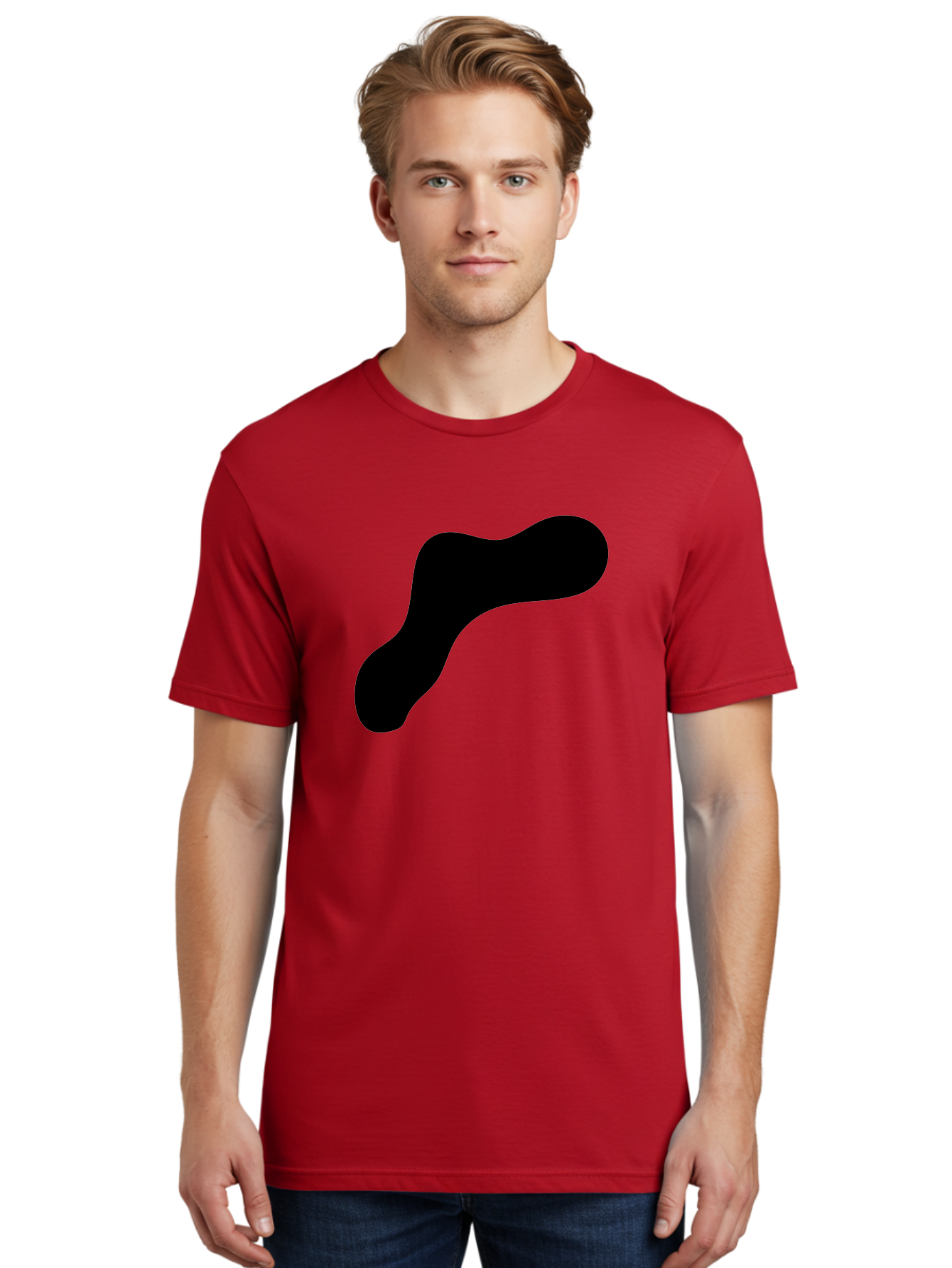 Black-Blob-1 Men'S Graphic Tee, 100% Cotton, Comfortable Casual Summer Wear, Machine Washable, Black Blob, Abstract Shape, Modern Design, Minimalist Art, Fluid Form, Contemporary Graphic -  Aaa364