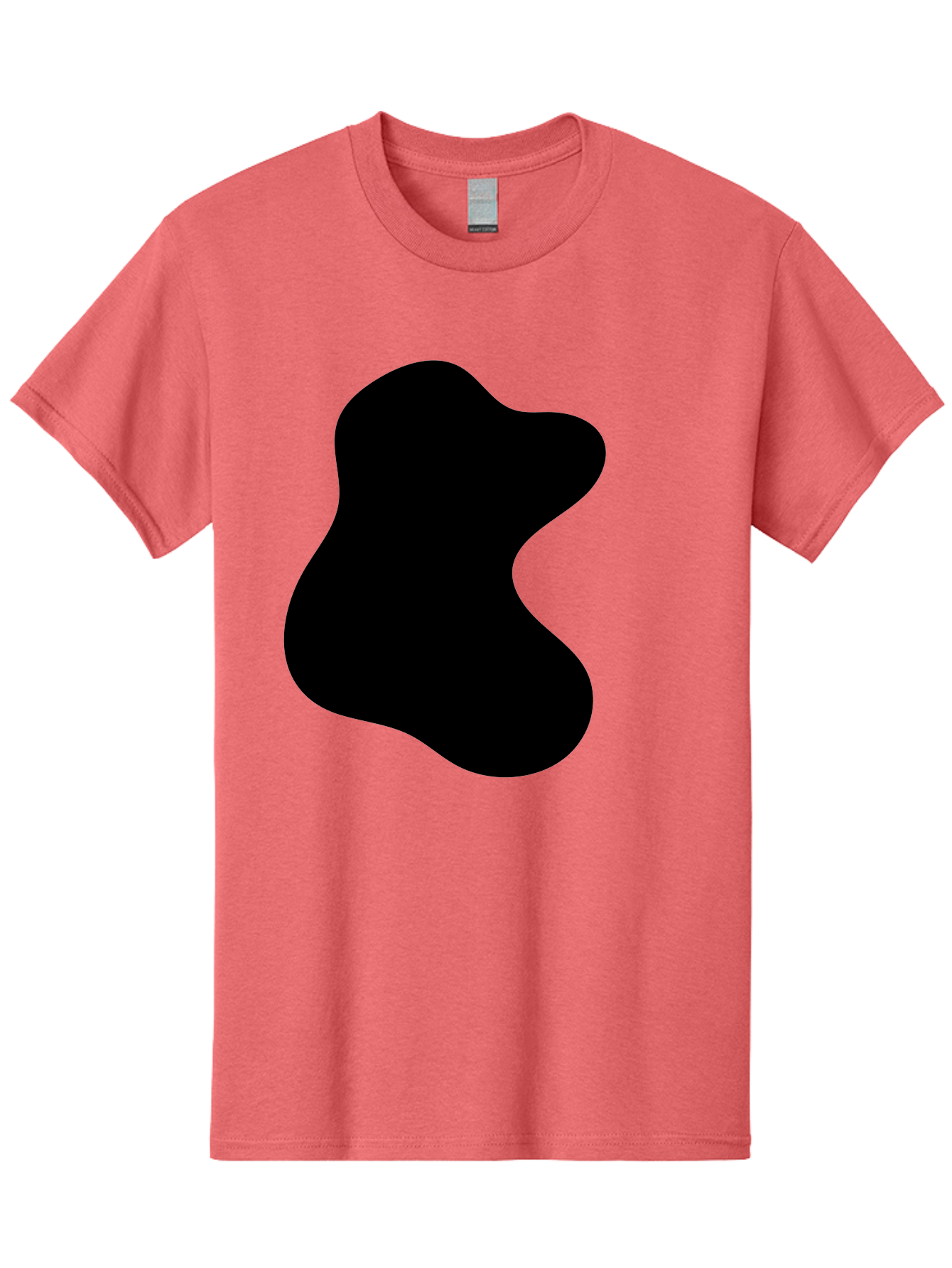 Black-Blob Men'S Graphic Tee, 100% Cotton, Comfortable Casual Summer Wear, Machine Washable, Black Blob Shape, Abstract Design, Irregular Form, Modern Art, Minimalist Style, Simple Shape, Unique Silhouette -  Aaa366