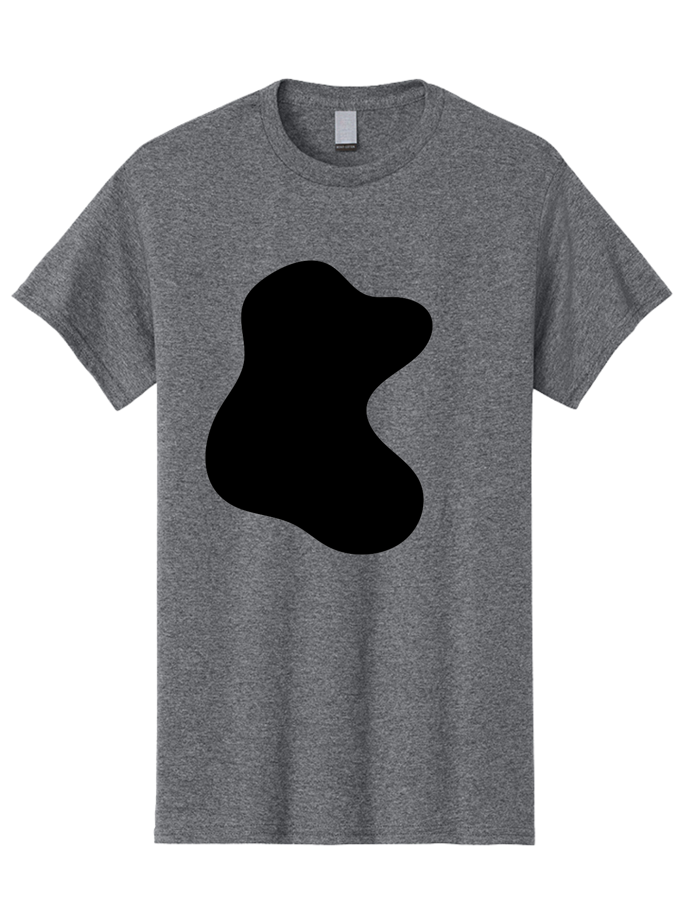 Black-Blob Men'S Graphic Tee, 100% Cotton, Comfortable Casual Summer Wear, Machine Washable, Black Blob Shape, Abstract Design, Irregular Form, Modern Art, Minimalist Style, Simple Shape, Unique Silhouette -  Aaa366