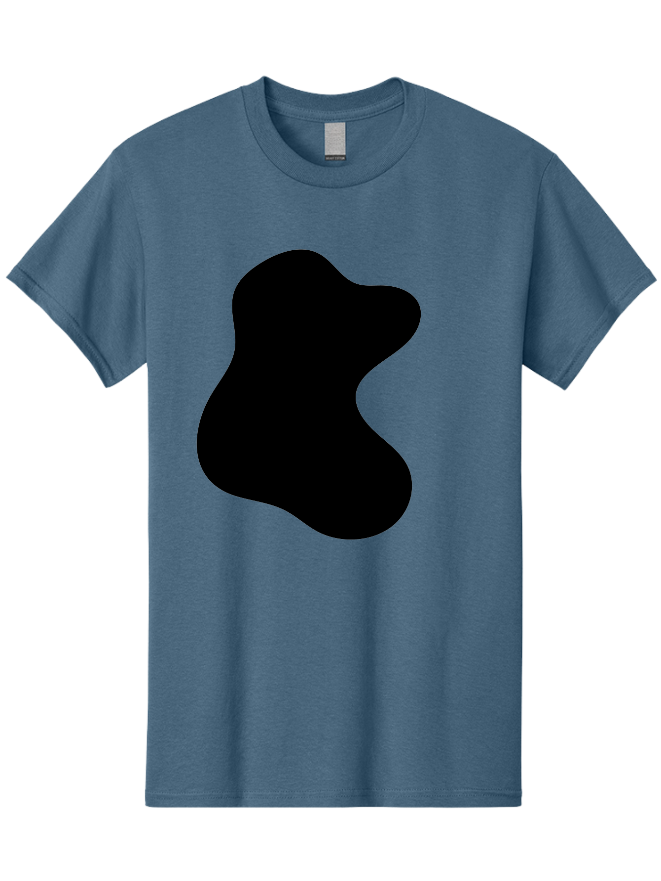 Black-Blob Men'S Graphic Tee, 100% Cotton, Comfortable Casual Summer Wear, Machine Washable, Black Blob Shape, Abstract Design, Irregular Form, Modern Art, Minimalist Style, Simple Shape, Unique Silhouette -  Aaa366