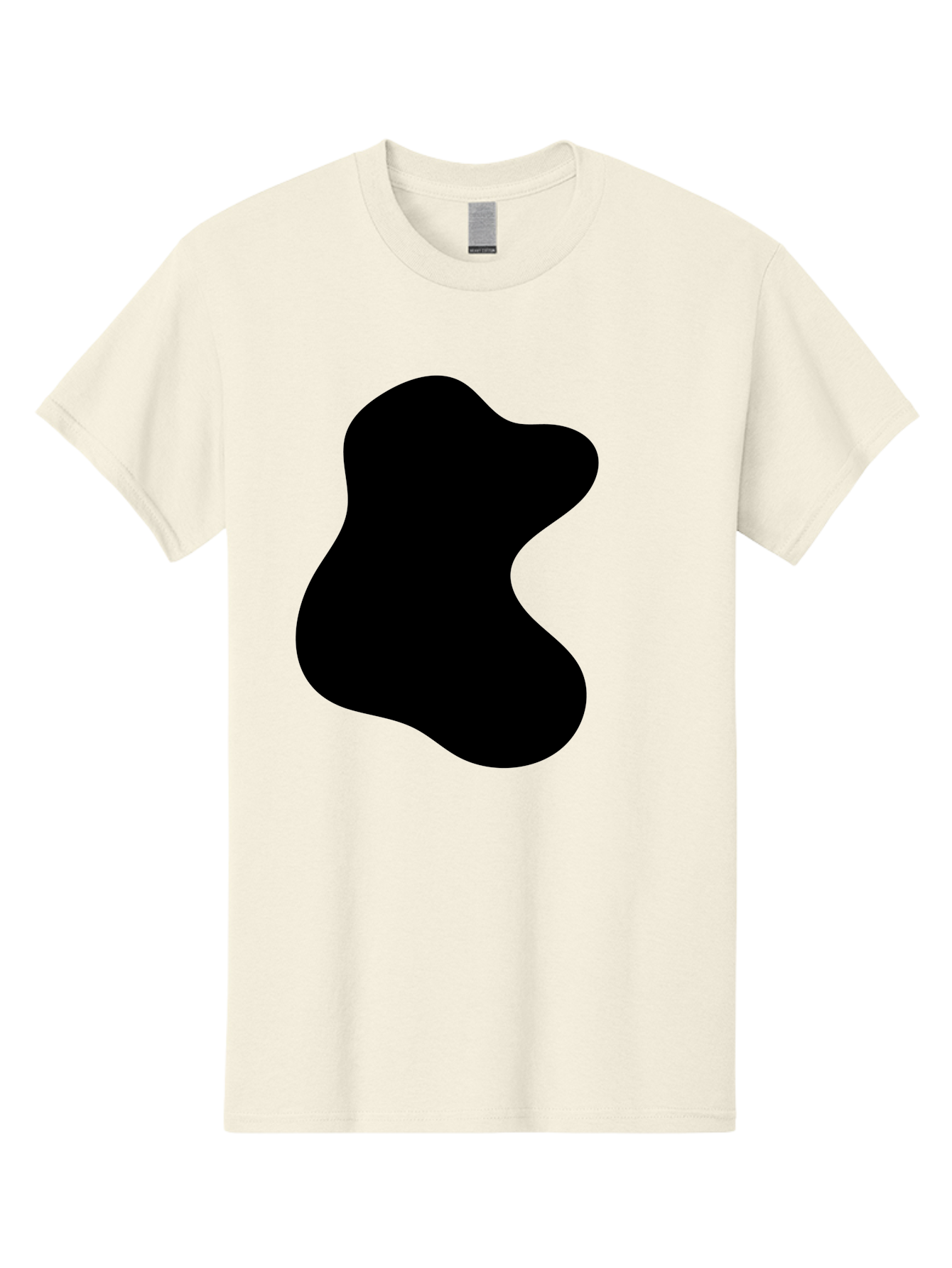 Black-Blob Men'S Graphic Tee, 100% Cotton, Comfortable Casual Summer Wear, Machine Washable, Black Blob Shape, Abstract Design, Irregular Form, Modern Art, Minimalist Style, Simple Shape, Unique Silhouette -  Aaa366