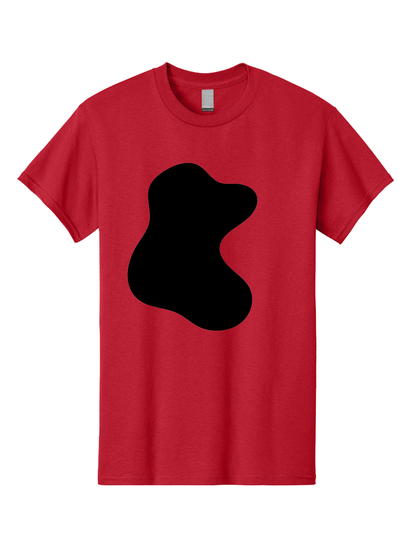 Black-Blob Men'S Graphic Tee, 100% Cotton, Comfortable Casual Summer Wear, Machine Washable, Black Blob Shape, Abstract Design, Irregular Form, Modern Art, Minimalist Style, Simple Shape, Unique Silhouette -  Aaa366