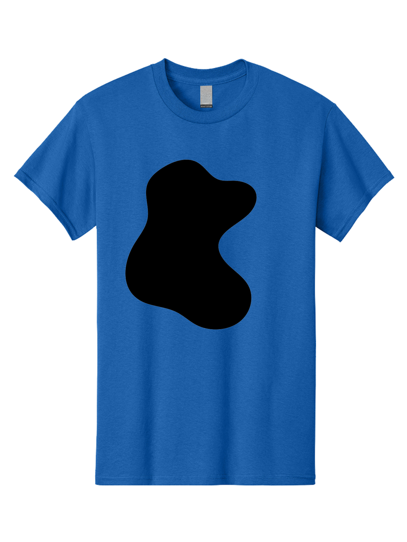 Black-Blob Men'S Graphic Tee, 100% Cotton, Comfortable Casual Summer Wear, Machine Washable, Black Blob Shape, Abstract Design, Irregular Form, Modern Art, Minimalist Style, Simple Shape, Unique Silhouette -  Aaa366