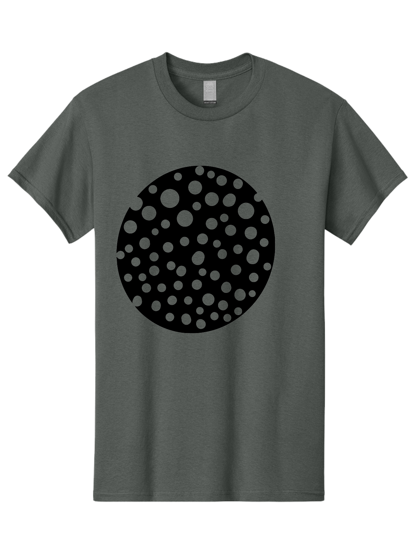Black-Circle-With-Green-Dots Men'S Graphic Tee, 100% Cotton, Comfortable Casual Summer Wear, Machine Washable, Black Circle, Green Dots, Graphic Design, Abstract Art, Modern Pattern, Geometric Shapes, Simple Design, Bold Colors, -  Aaa368