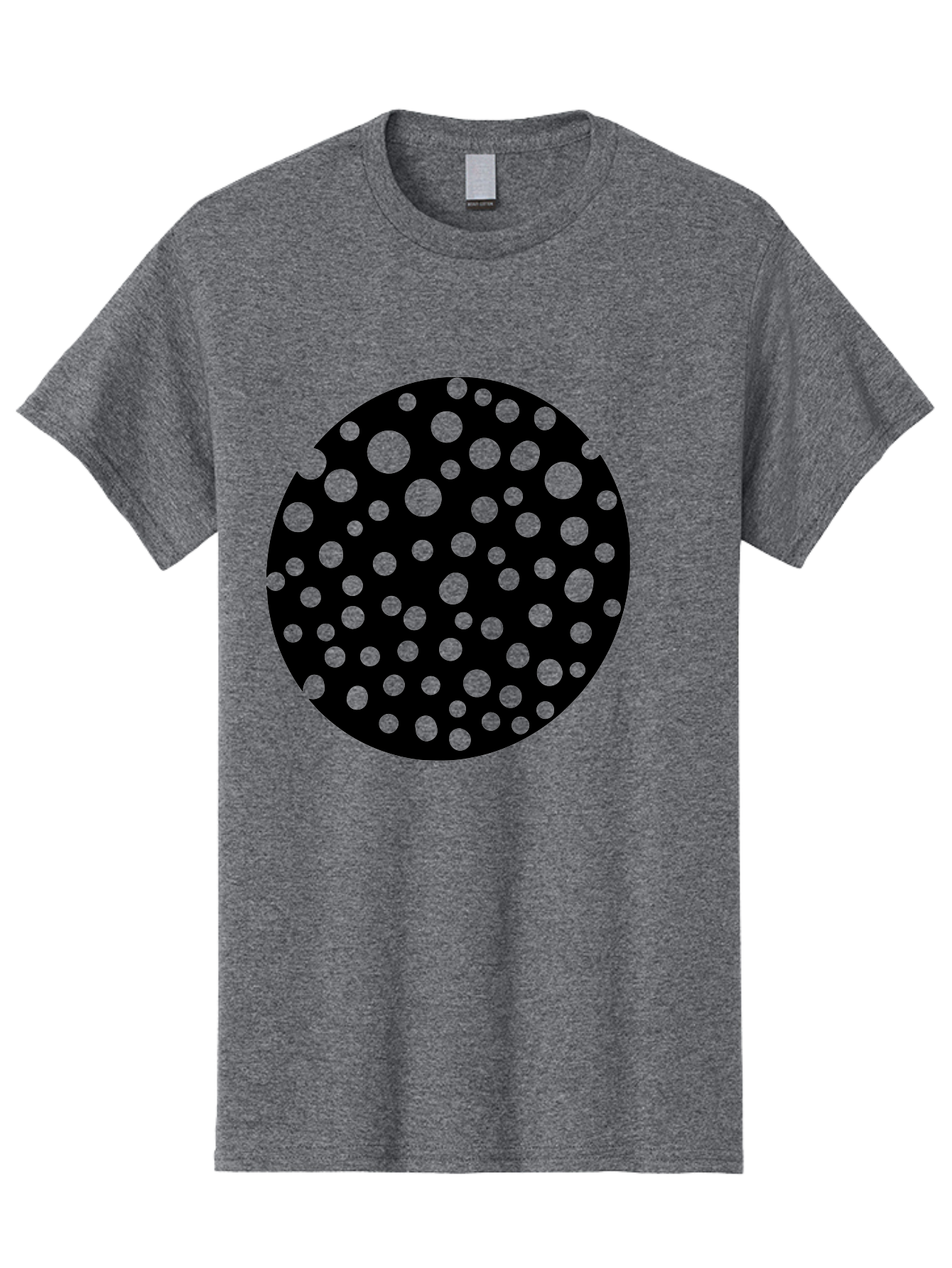 Black-Circle-With-Green-Dots Men'S Graphic Tee, 100% Cotton, Comfortable Casual Summer Wear, Machine Washable, Black Circle, Green Dots, Graphic Design, Abstract Art, Modern Pattern, Geometric Shapes, Simple Design, Bold Colors, -  Aaa368