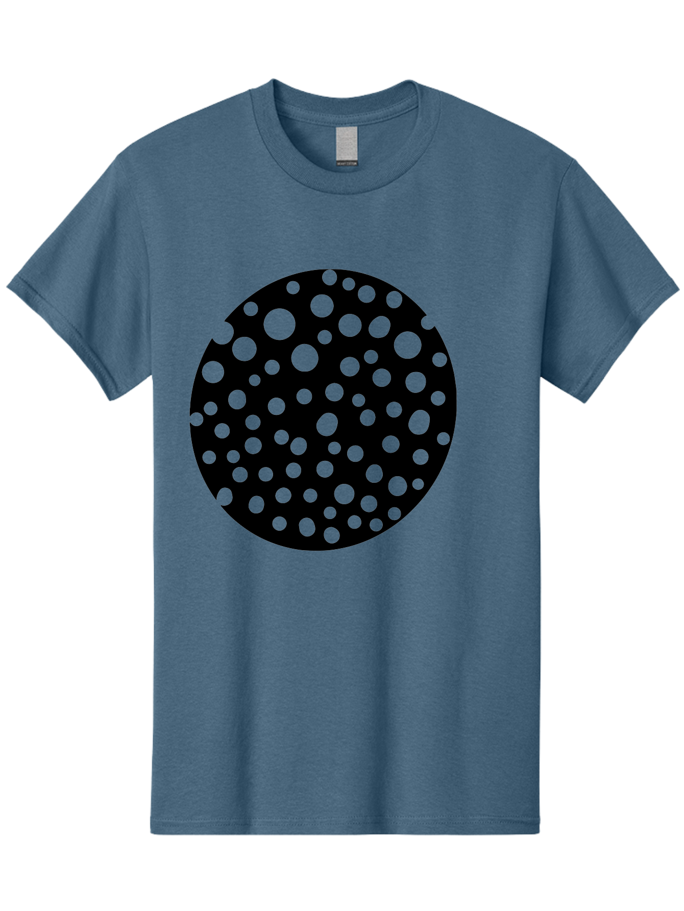 Black-Circle-With-Green-Dots Men'S Graphic Tee, 100% Cotton, Comfortable Casual Summer Wear, Machine Washable, Black Circle, Green Dots, Graphic Design, Abstract Art, Modern Pattern, Geometric Shapes, Simple Design, Bold Colors, -  Aaa368