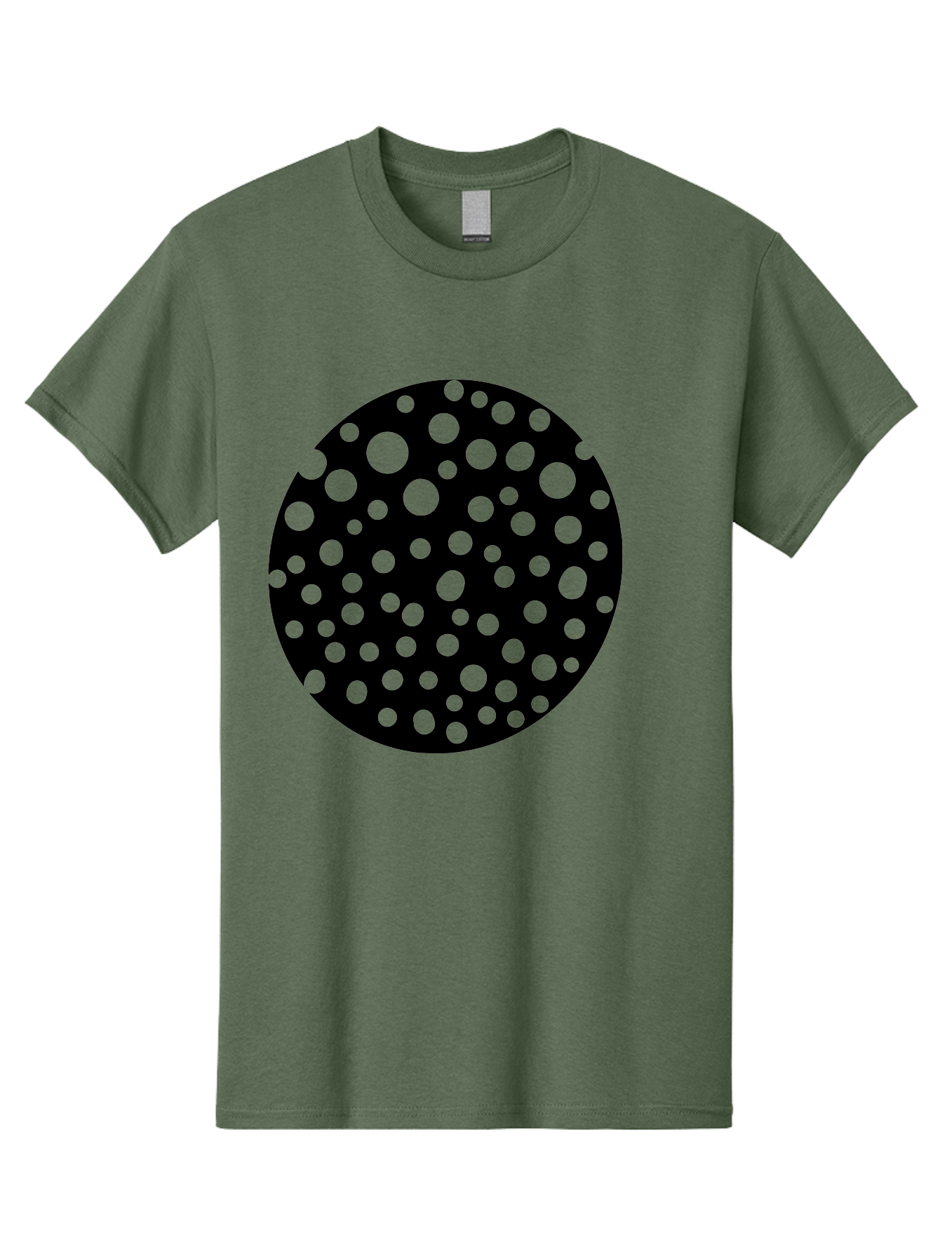 Black-Circle-With-Green-Dots Men'S Graphic Tee, 100% Cotton, Comfortable Casual Summer Wear, Machine Washable, Black Circle, Green Dots, Graphic Design, Abstract Art, Modern Pattern, Geometric Shapes, Simple Design, Bold Colors, -  Aaa368