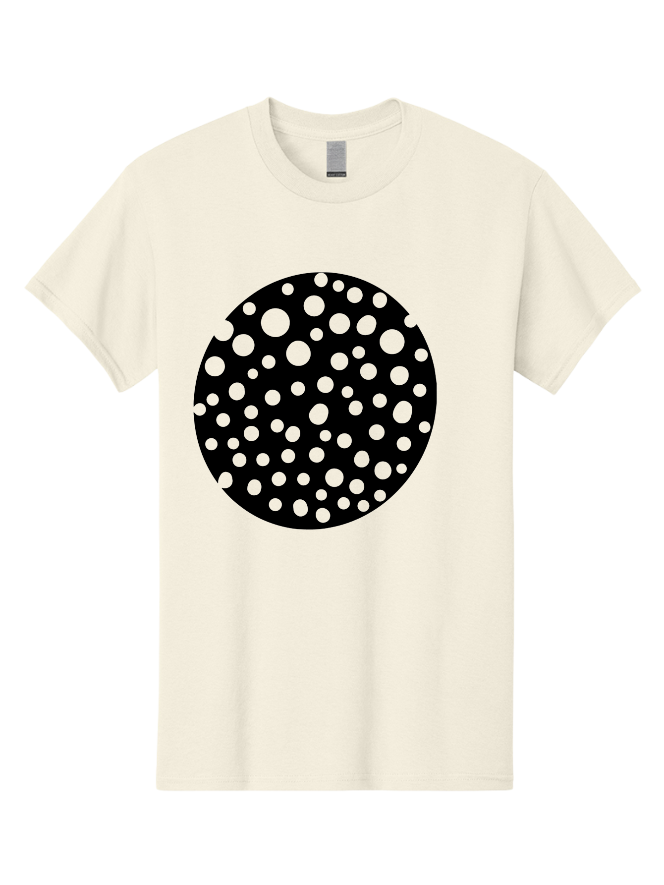 Black-Circle-With-Green-Dots Men'S Graphic Tee, 100% Cotton, Comfortable Casual Summer Wear, Machine Washable, Black Circle, Green Dots, Graphic Design, Abstract Art, Modern Pattern, Geometric Shapes, Simple Design, Bold Colors, -  Aaa368