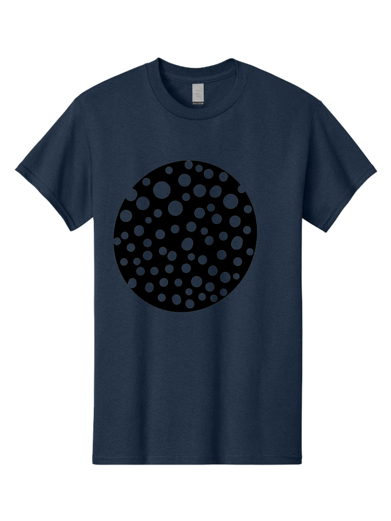 Black-Circle-With-Green-Dots Men'S Graphic Tee, 100% Cotton, Comfortable Casual Summer Wear, Machine Washable, Black Circle, Green Dots, Graphic Design, Abstract Art, Modern Pattern, Geometric Shapes, Simple Design, Bold Colors, -  Aaa368