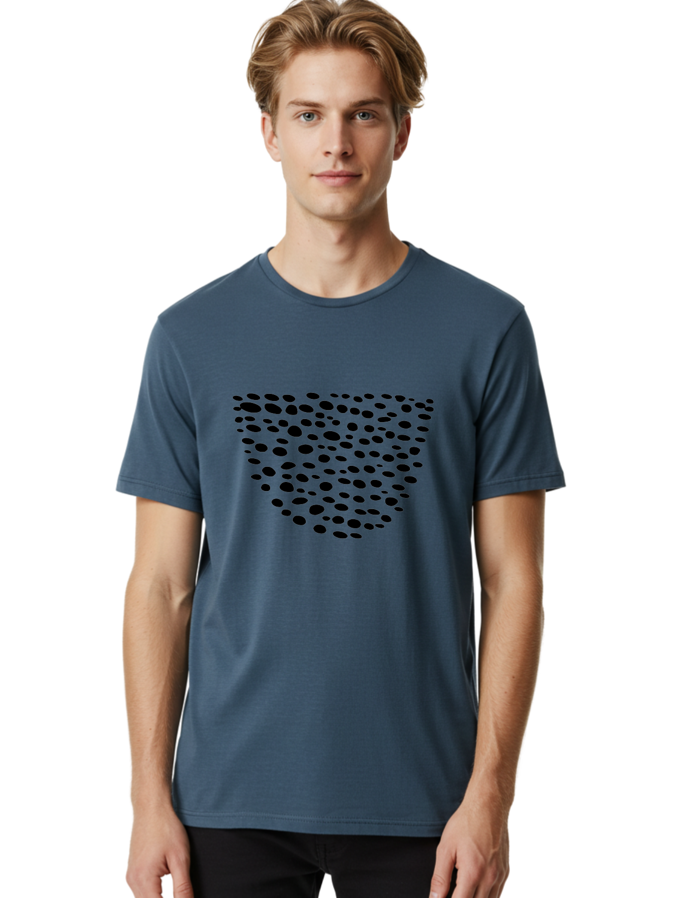 Black-Dots-Heart Men'S Graphic Tee, 100% Cotton, Comfortable Casual Summer Wear, Machine Washable, Black Dots Forming Heart Shape, Minimalist Design, Abstract Heart, Modern Art, Simple Graphics, Dot Pattern, Heart Illustration, Cute Design -  Aaa371