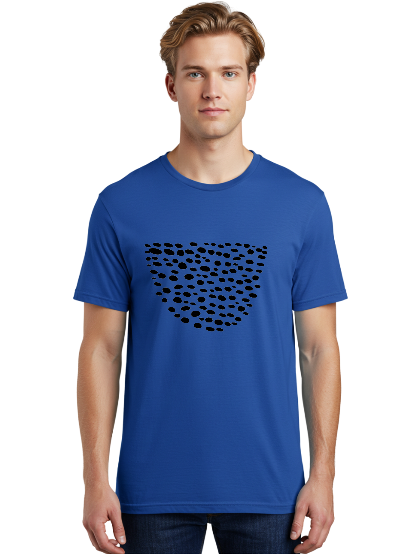 Black-Dots-Heart Men'S Graphic Tee, 100% Cotton, Comfortable Casual Summer Wear, Machine Washable, Black Dots Forming Heart Shape, Minimalist Design, Abstract Heart, Modern Art, Simple Graphics, Dot Pattern, Heart Illustration, Cute Design -  Aaa371