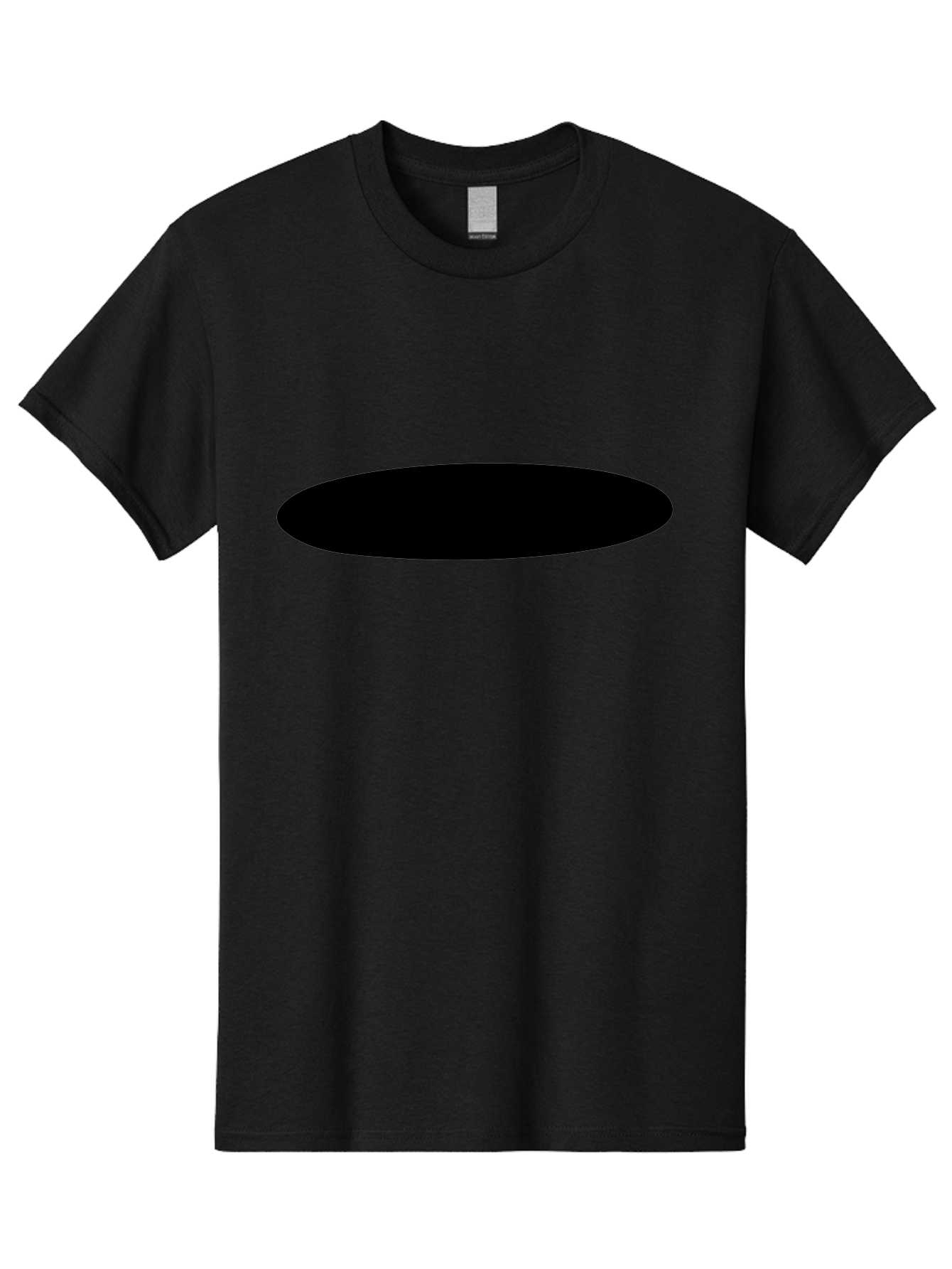 Black-Ellipse Men'S Graphic Tee, 100% Cotton, Comfortable Casual Summer Wear, Machine Washable, Black Ellipse, Minimalist Design, Simple Shape, Abstract Art, Geometric Figure, Modern Graphic -  Aaa373