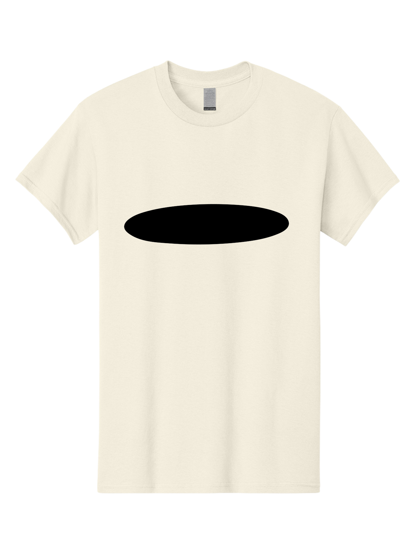Black-Ellipse Men'S Graphic Tee, 100% Cotton, Comfortable Casual Summer Wear, Machine Washable, Black Ellipse, Minimalist Design, Simple Shape, Abstract Art, Geometric Figure, Modern Graphic -  Aaa373