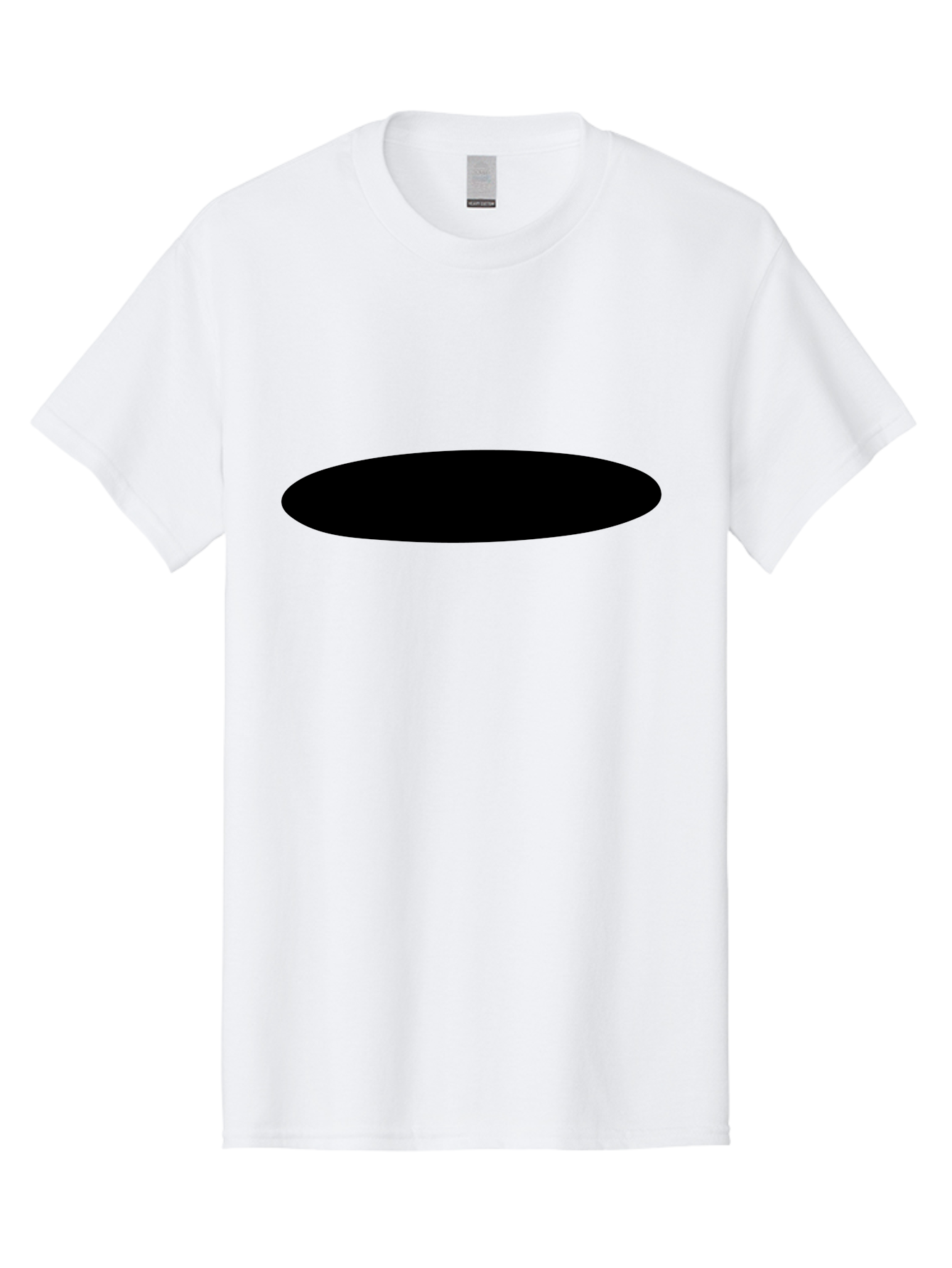 Black-Ellipse Men'S Graphic Tee, 100% Cotton, Comfortable Casual Summer Wear, Machine Washable, Black Ellipse, Minimalist Design, Simple Shape, Abstract Art, Geometric Figure, Modern Graphic -  Aaa373