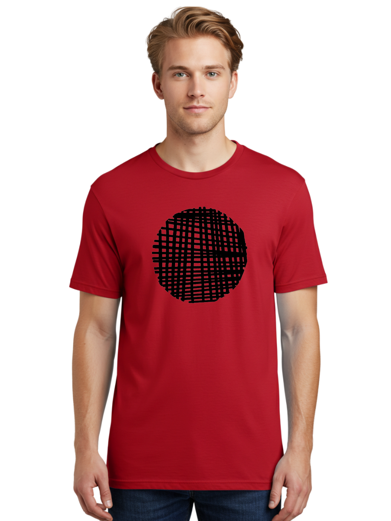 Black-Grid-Circle Men'S Graphic Tee, 100% Cotton, Comfortable Casual Summer Wear, Machine Washable, Disco Ball, Grid Pattern, Abstract Design, Black And Green, Modern Art, Geometric Shape, Spherical Object, Shiny Surface, Party Decoration -  Aaa375