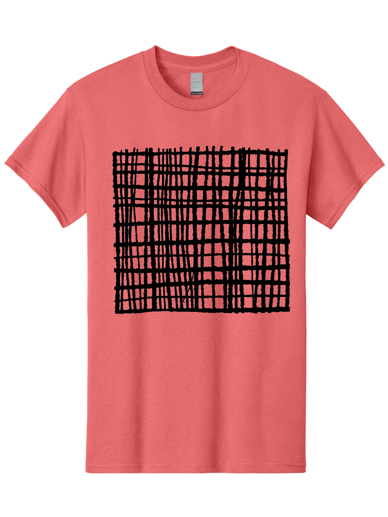 Black-Grid Men'S Graphic Tee, 100% Cotton, Comfortable Casual Summer Wear, Machine Washable, Black Grid Pattern, Graphic Design, Abstract Art, Geometric Shape, Modern Style, Contemporary Design, Grid Texture -  Aaa376